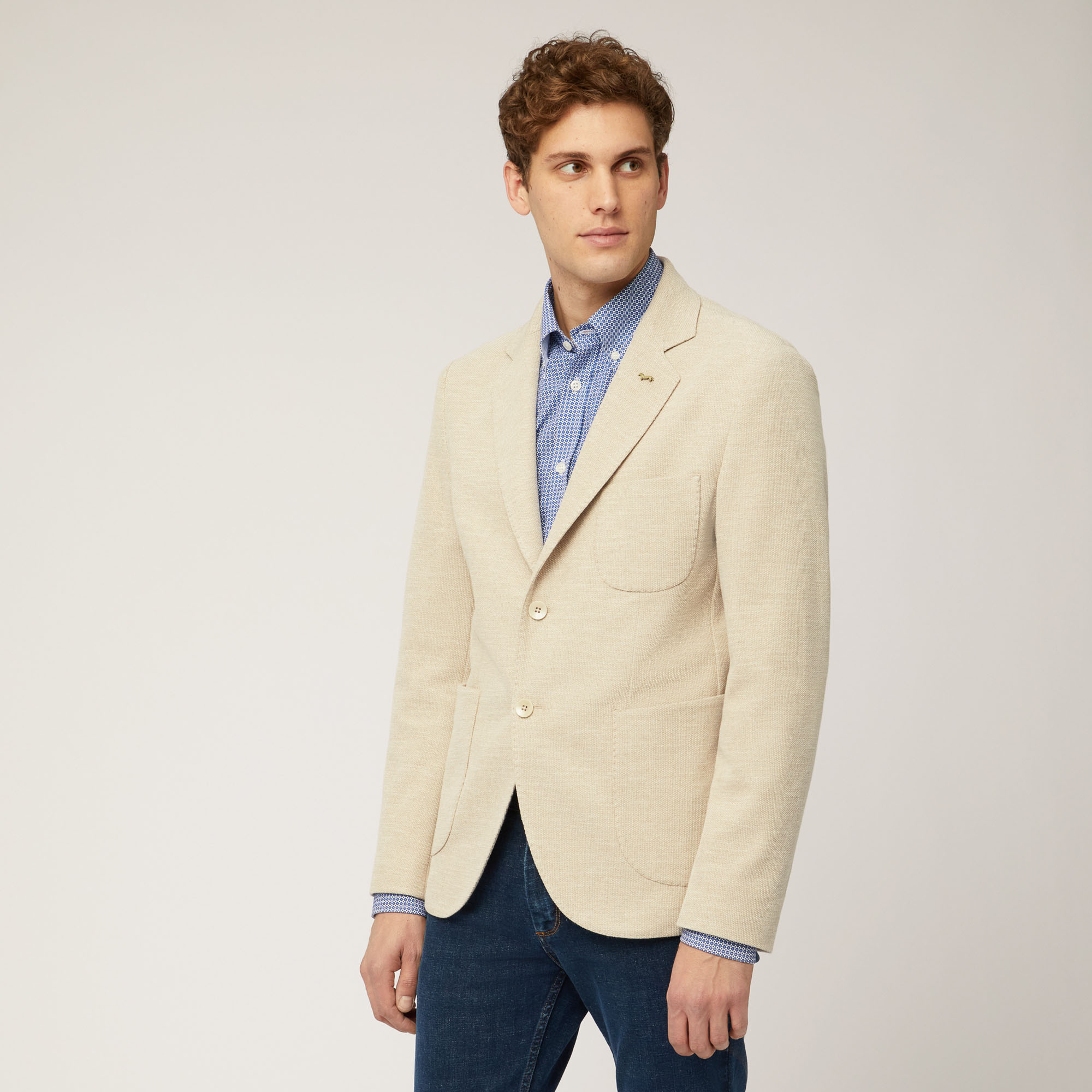 Stretch Cotton Jacket with Breast Pocket