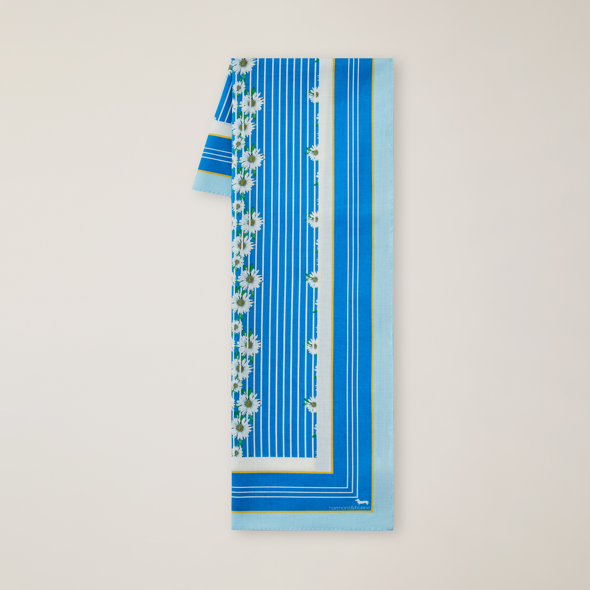 Bandana with Stripes and Daisies, Light Blue, large image number 0