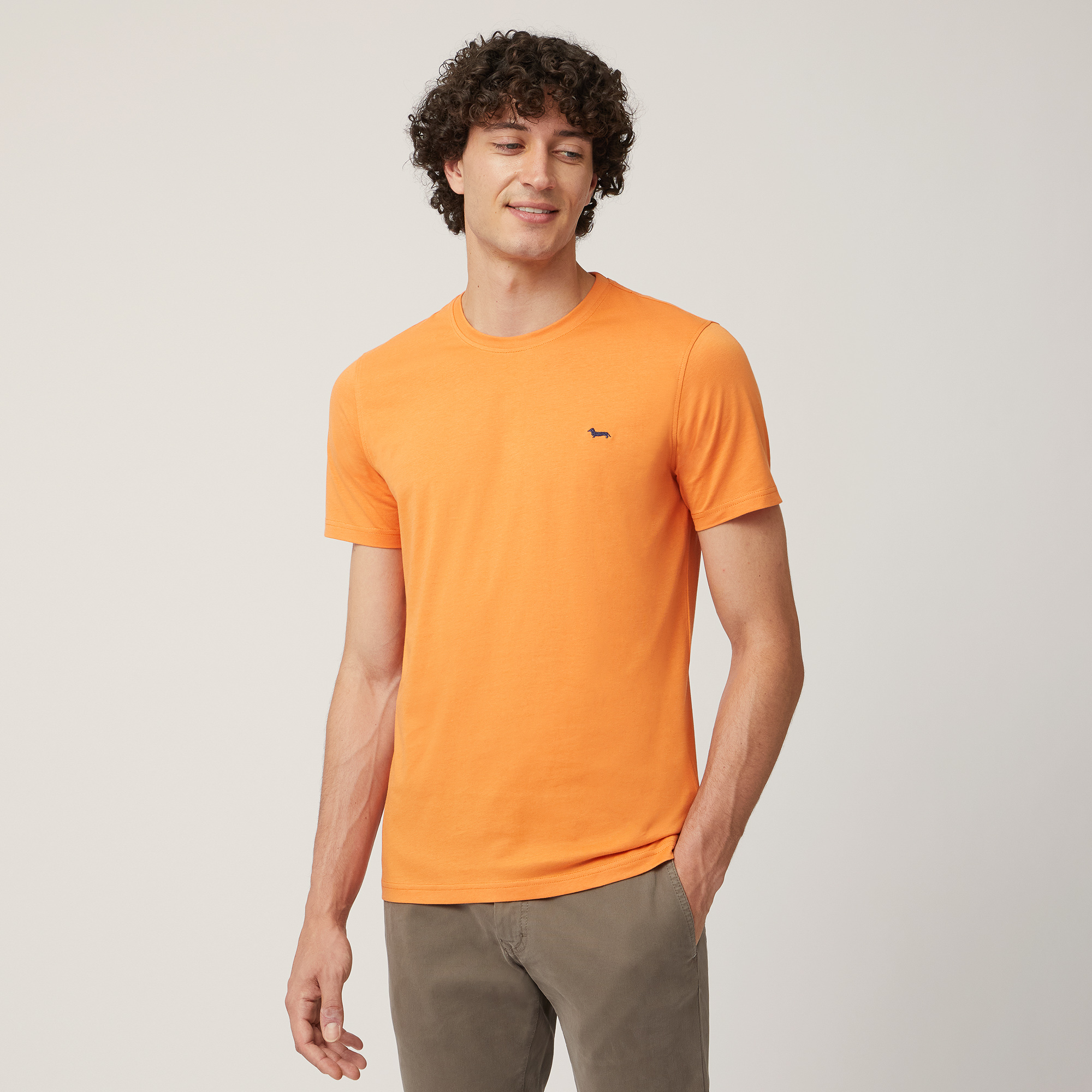 Narrow T-Shirt with Dachshund, Orange, large