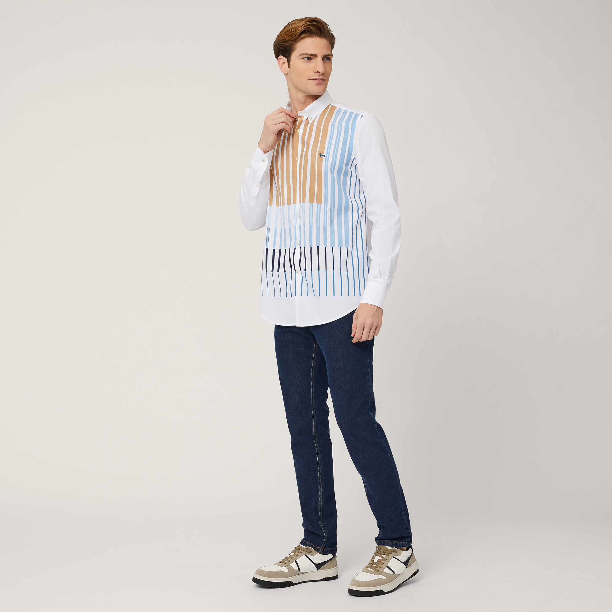 Shirt with Striped Print, White, large image number 3