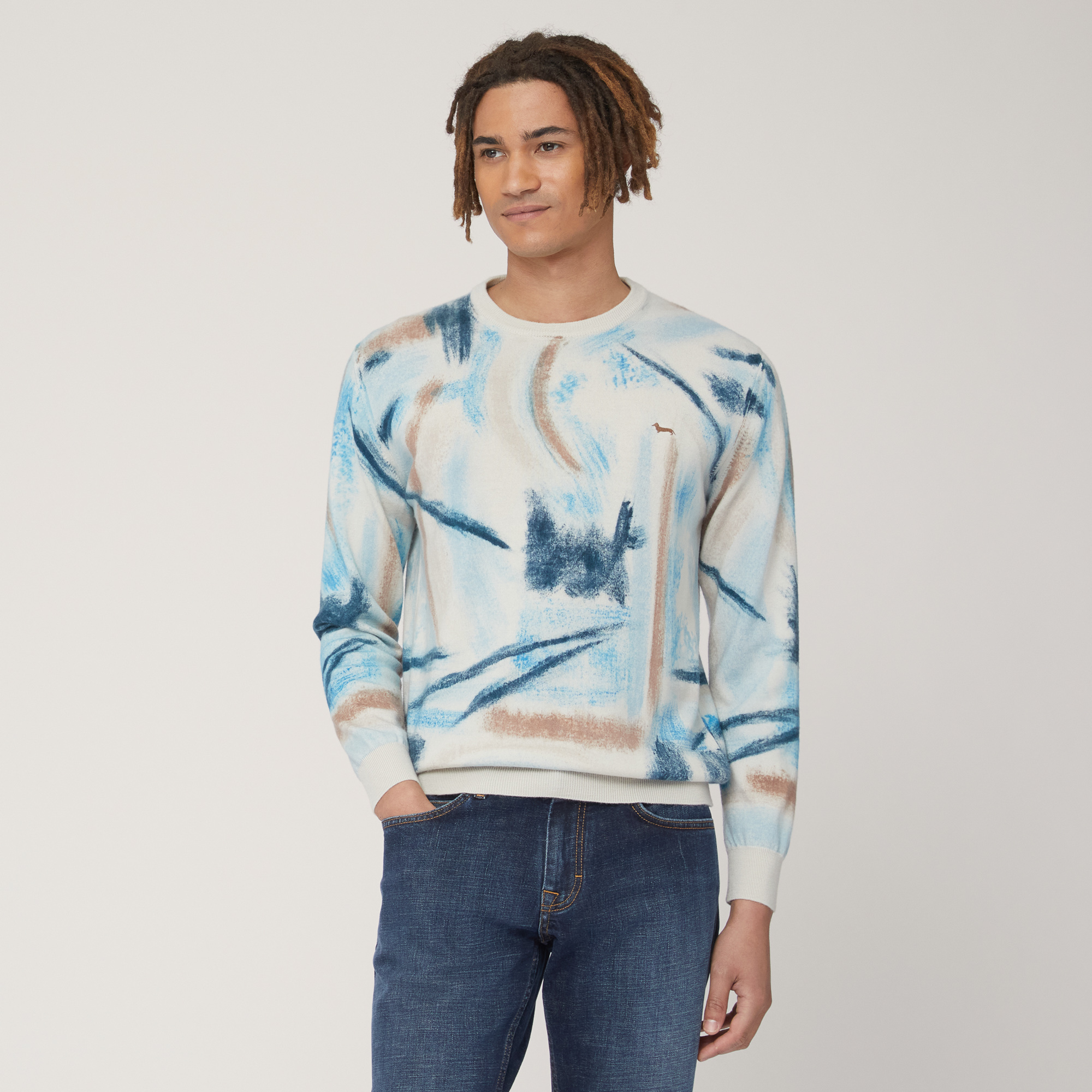 Hand-Painted Pullover, Blu, large image number 0