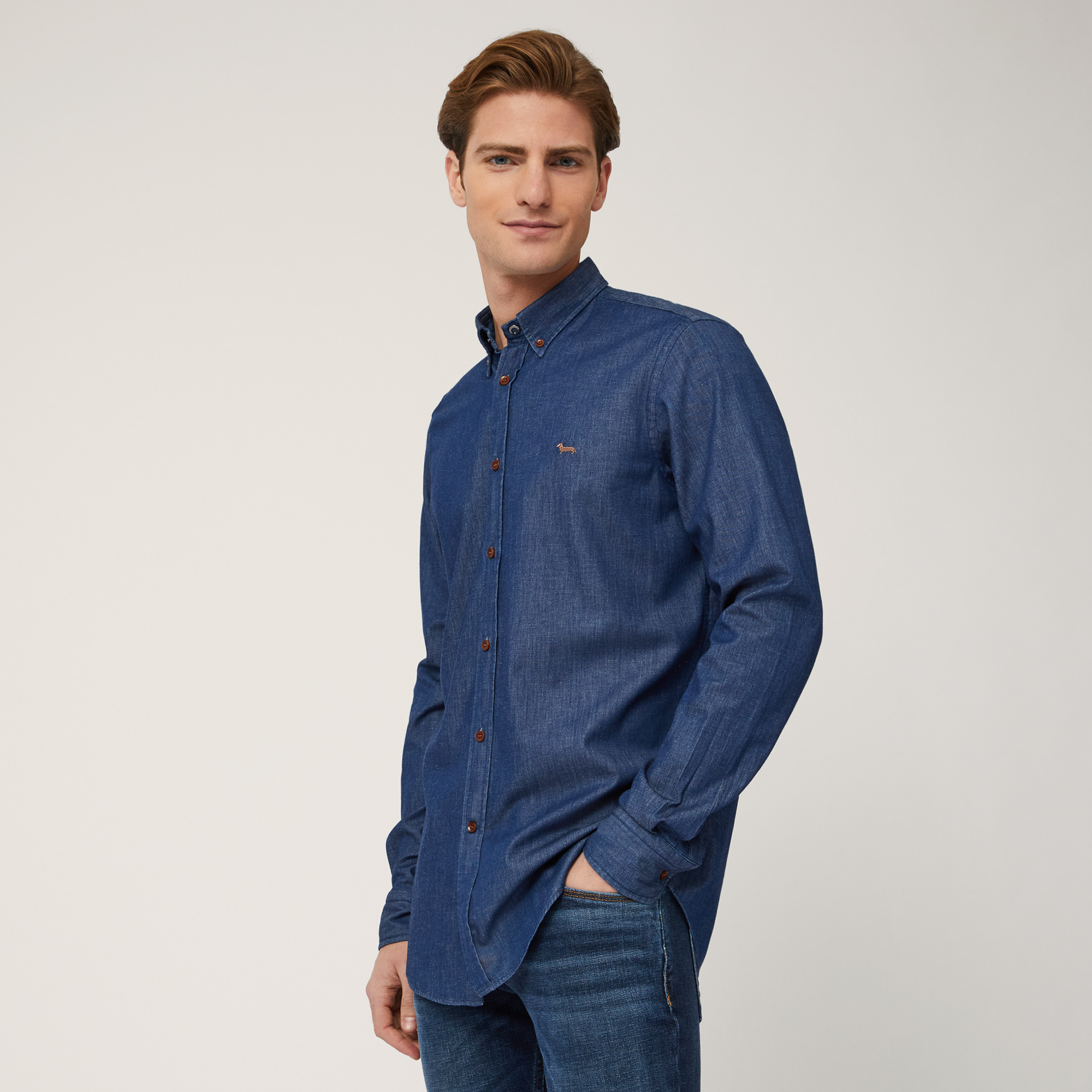 Regular Denim Shirt, Blu, large image number 0