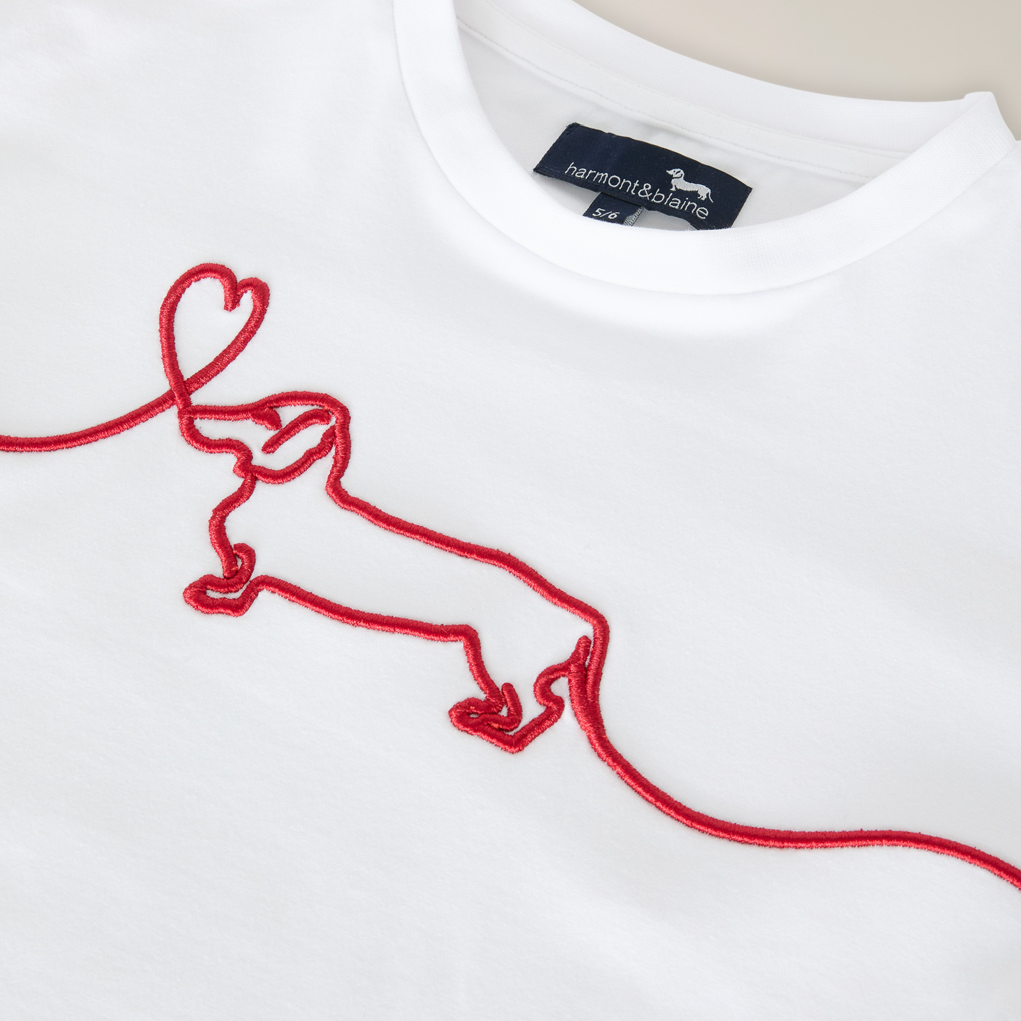 Organic T-Shirt With 3D Dachshund Embroidery, White, large image number 2