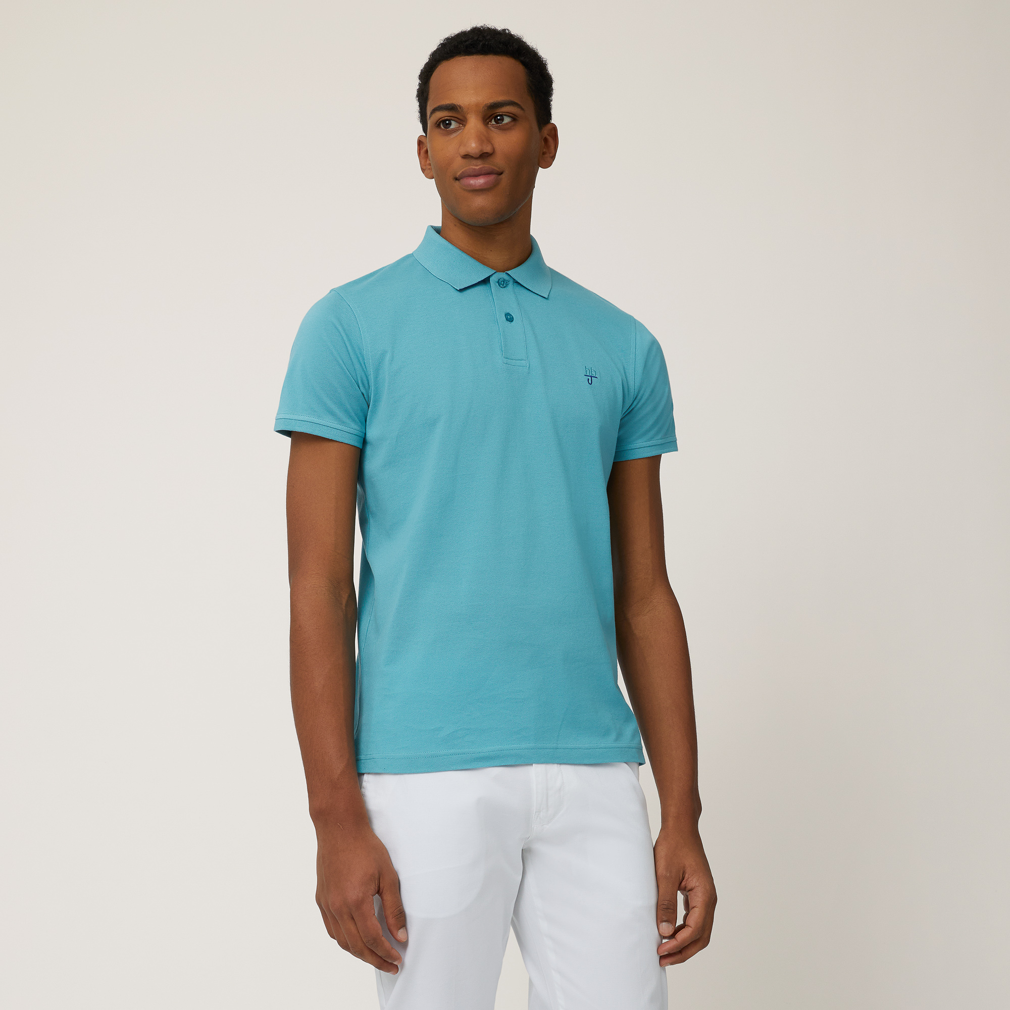 Polo In Cotone Narrow Fit, Verde Pavone, large image number 0