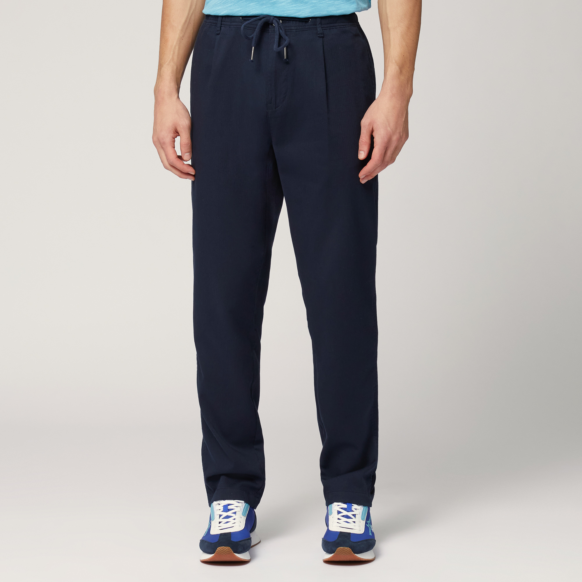 Chino Pants with Drawstring, Dark Blue, large image number 0