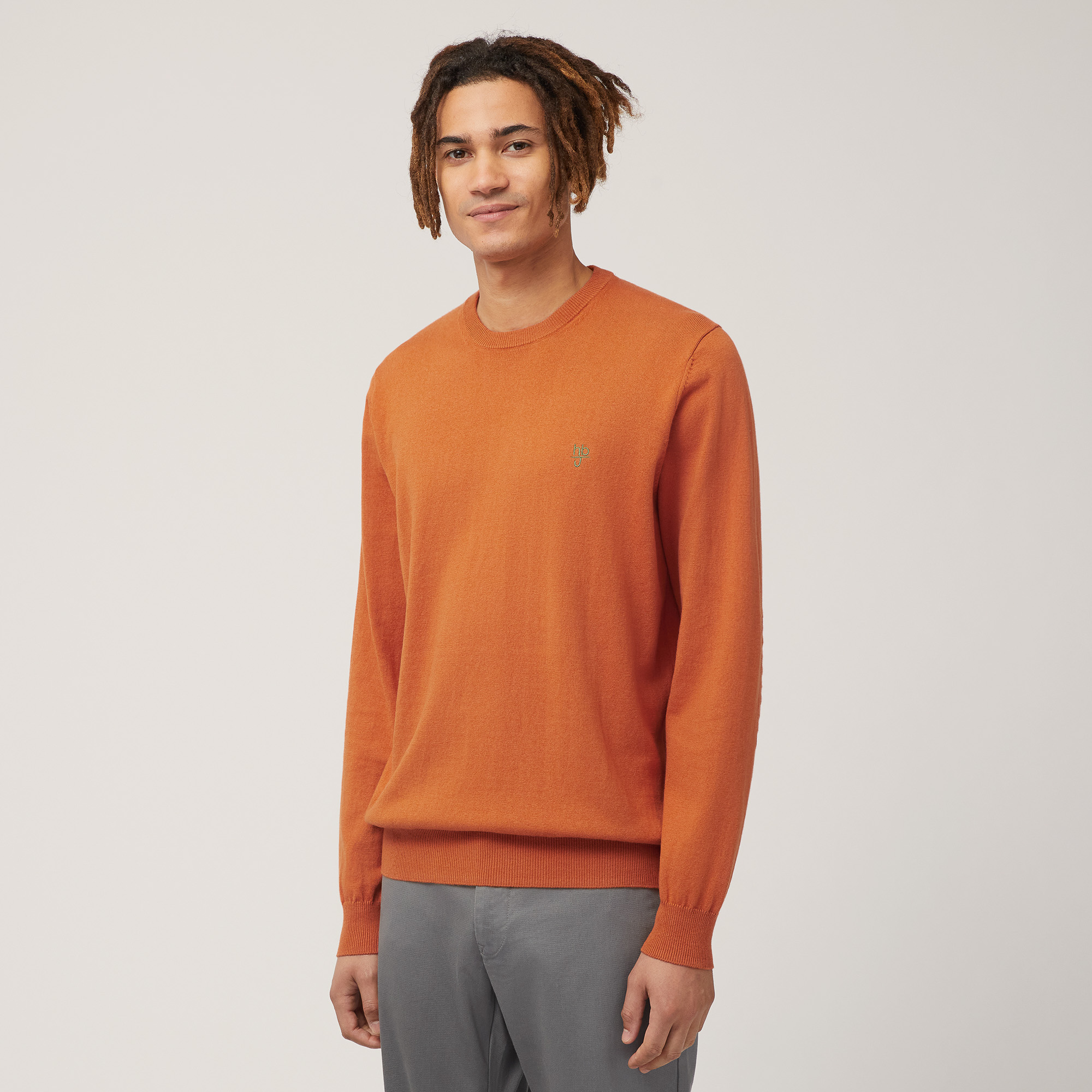 Maglia In Cotone E Cashmere, Arancio, large