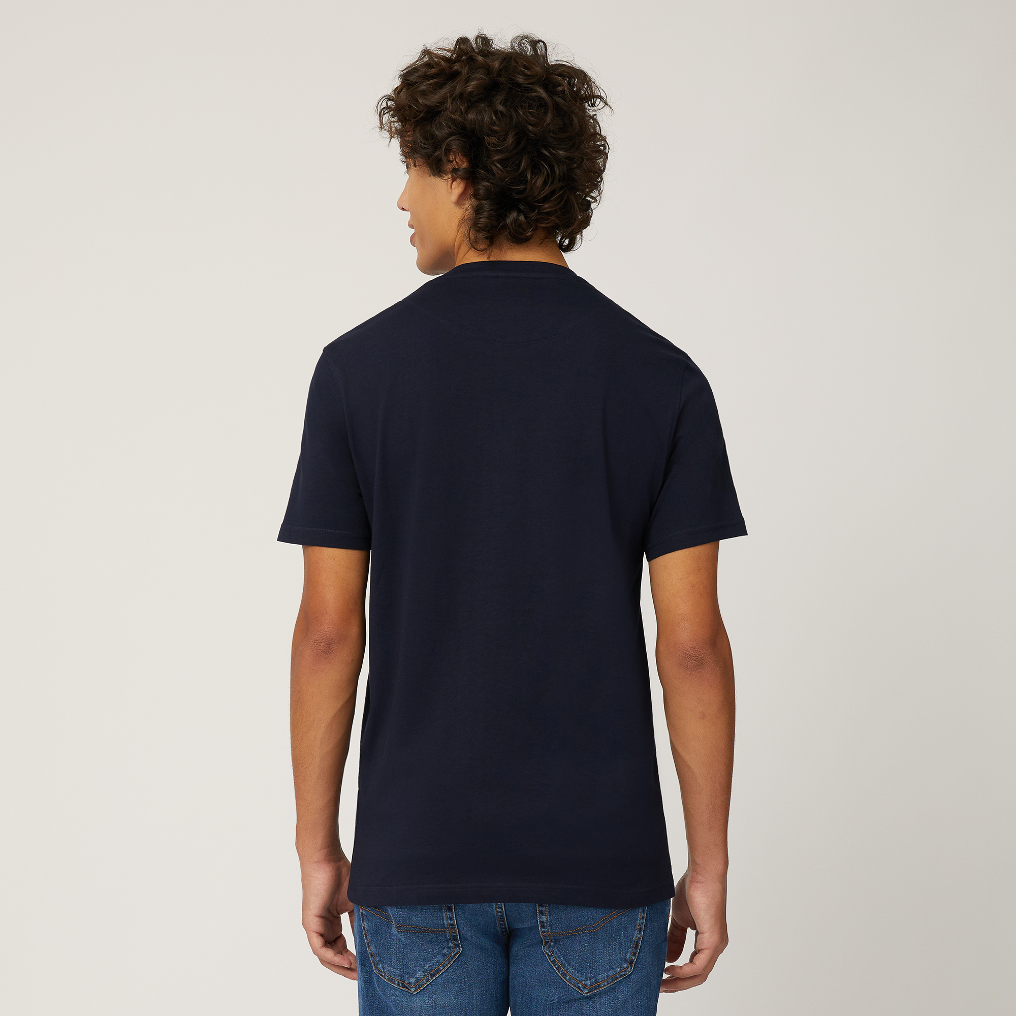 Essentials t shirt in plain coloured cotton, Blue, large image number 1