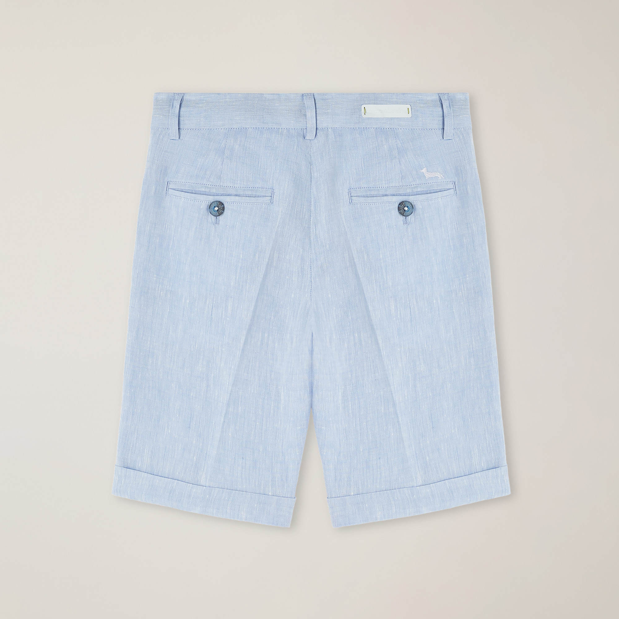 Melange linen slash-pocket Bermuda shorts, PALE SKY BLUE, large image number 1