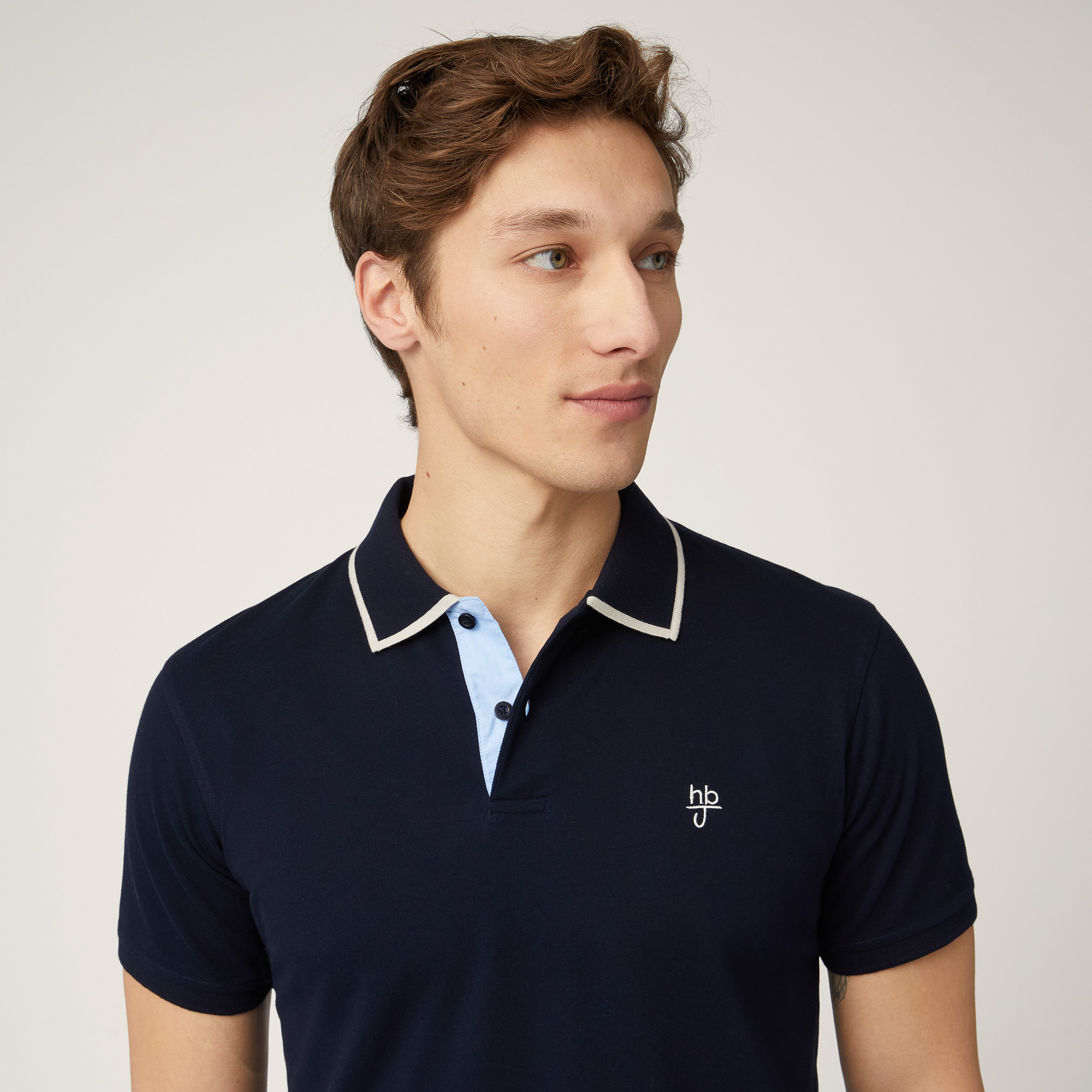 Polo with Contrasts, Dark Blue, large image number 2