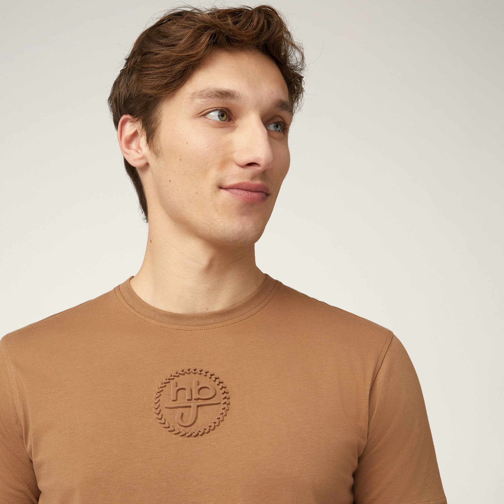 T-shirt with Monogram Print, Light Brown, large image number 2