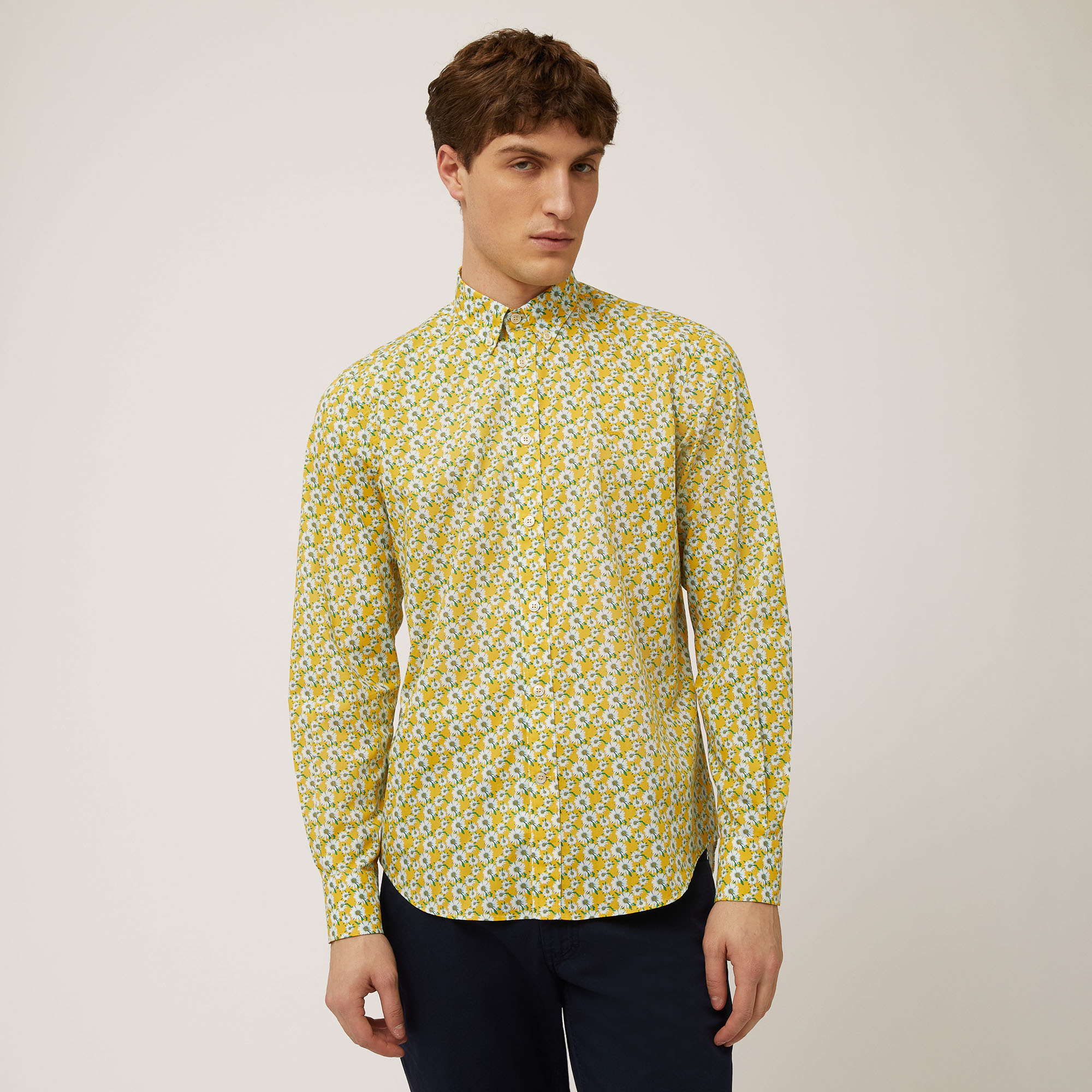 Shirt with All-Over Daisies, Canary Yellow, large image number 0