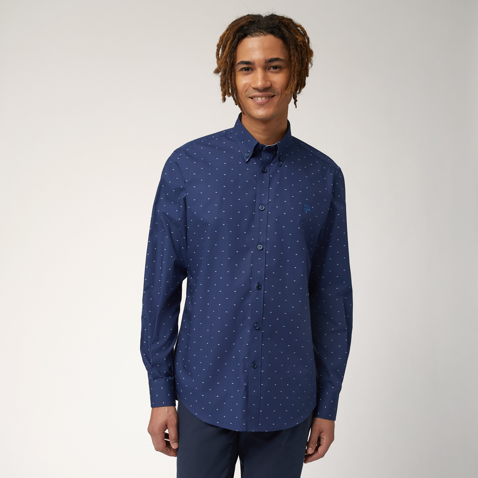 Patterned Monogram Shirt, Blue, large image number 0