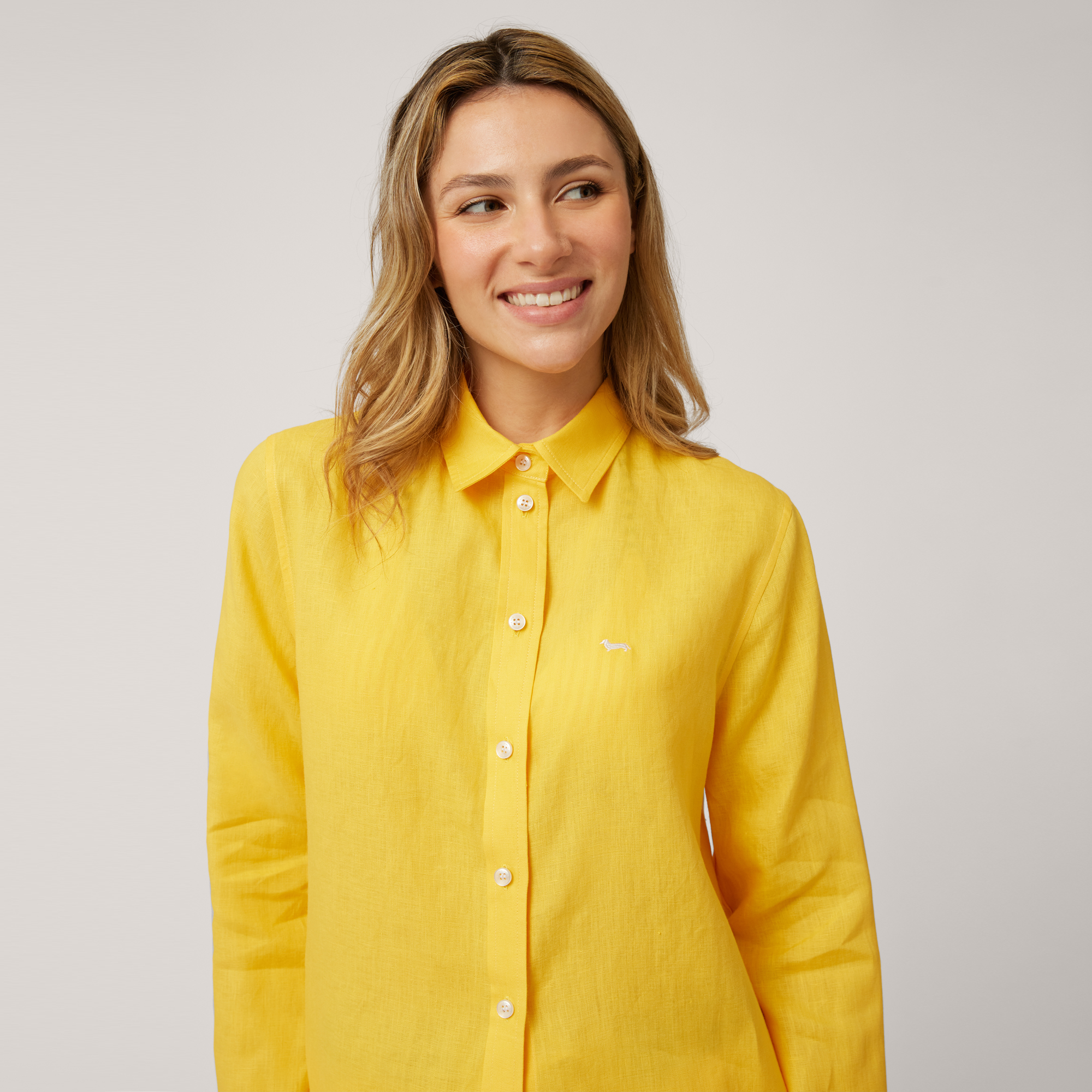 Linen Long Shirt, Canary Yellow, large image number 2