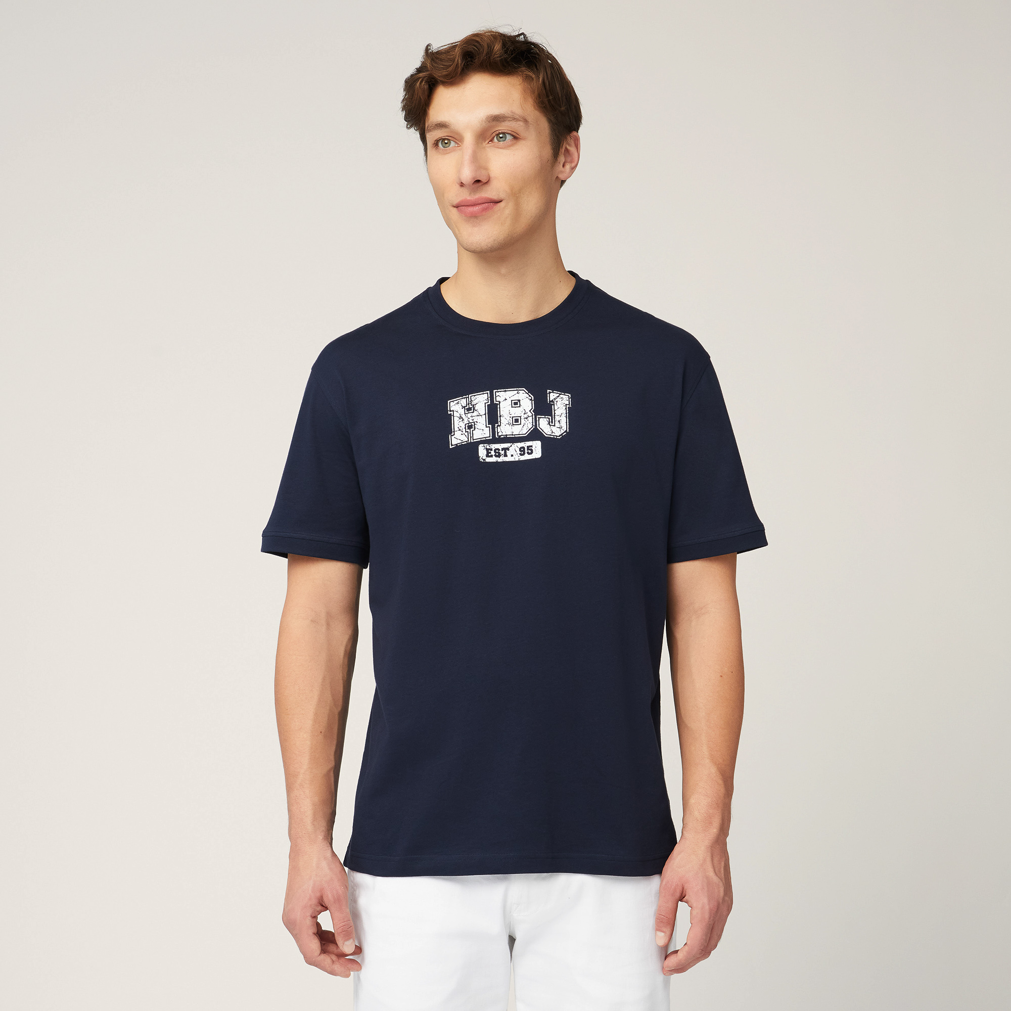 T-Shirt with Print On Chest, Dark Blue, large image number 0