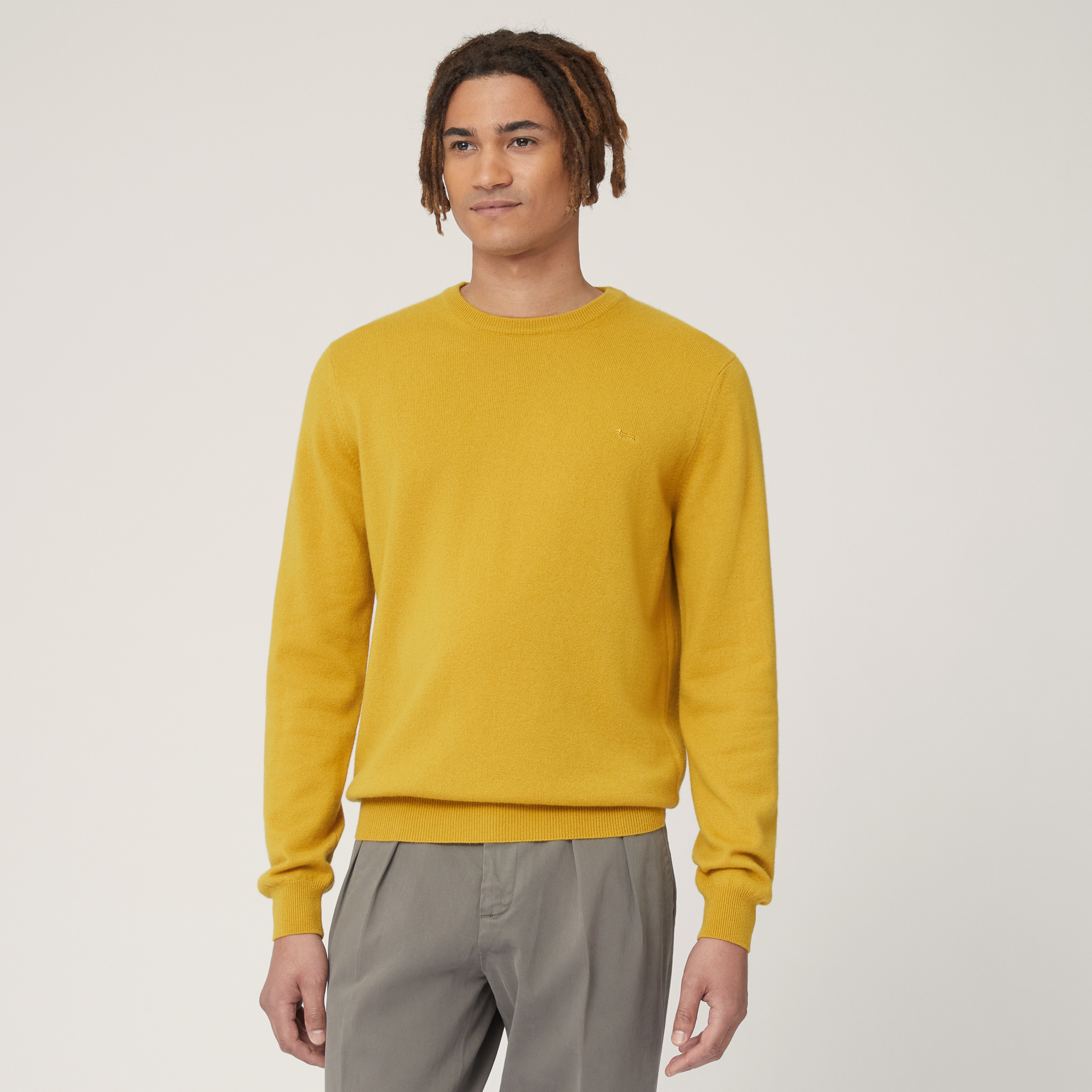 Pullover Girocollo In Cashmere, Giallo, large image number 0