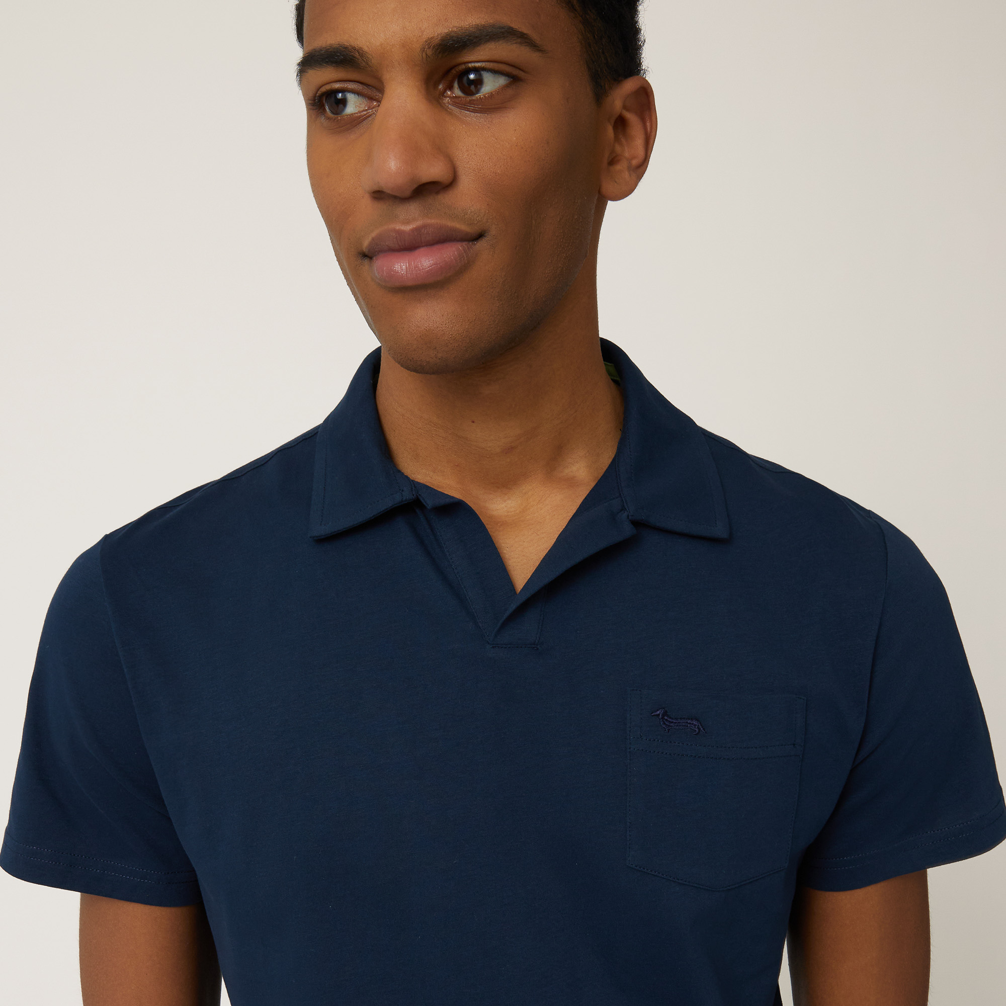 Jersey Polo with Breast Pocket, Navy Blue, large image number 2