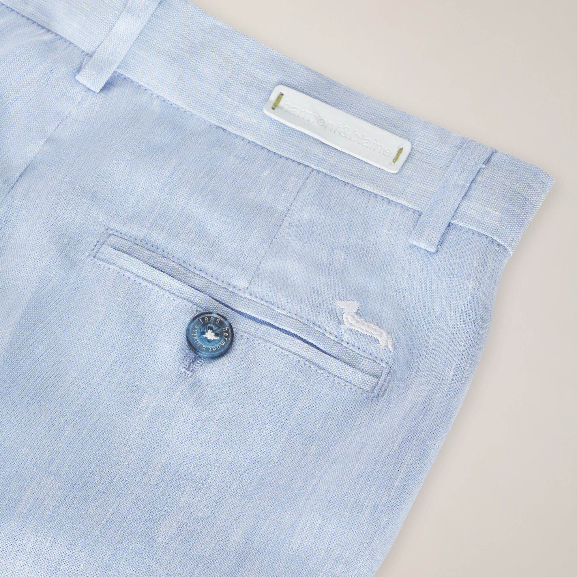 Melange linen slash-pocket Bermuda shorts, PALE SKY BLUE, large image number 2