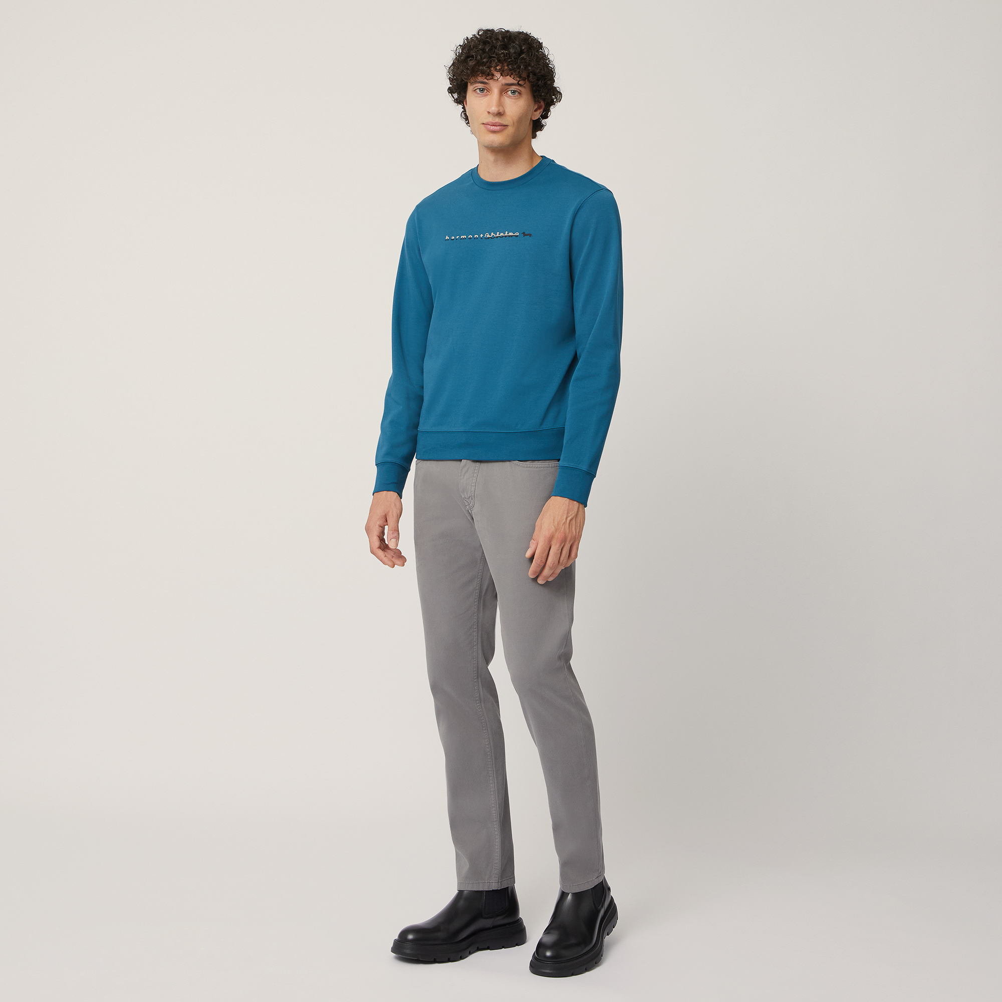 Sweatshirt With Two-Tone Print, Blu, large image number 3