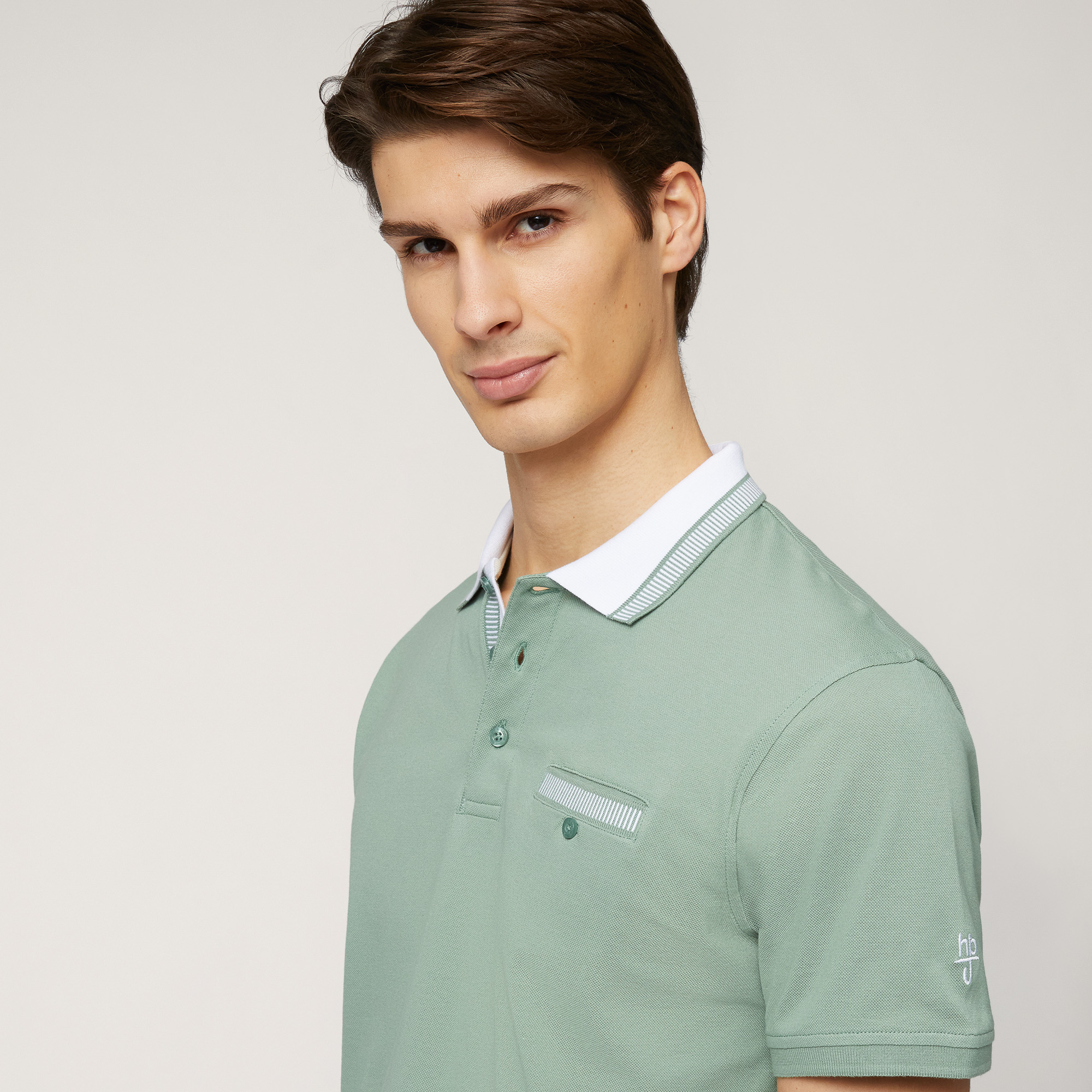 Polo with Contrasting Details, Moss Green, large image number 2