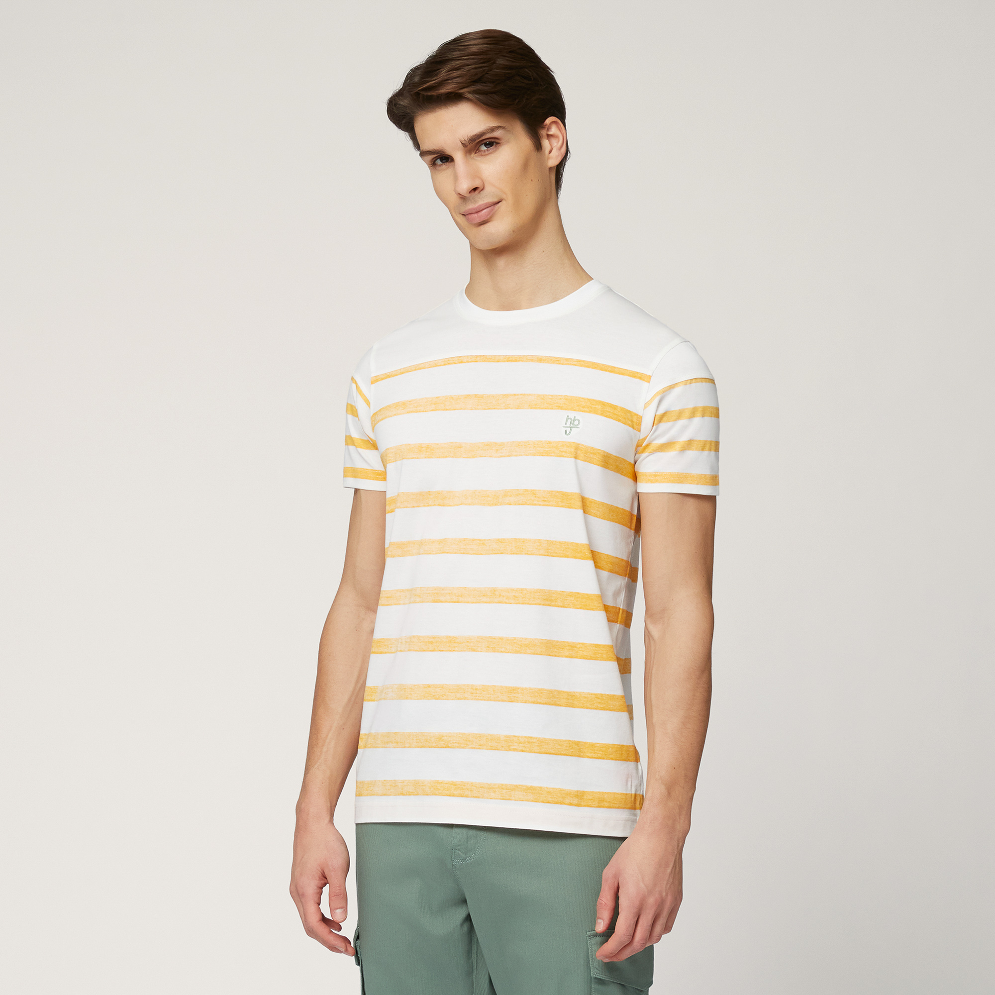 Striped Cotton T-Shirt, Orange, large image number 0