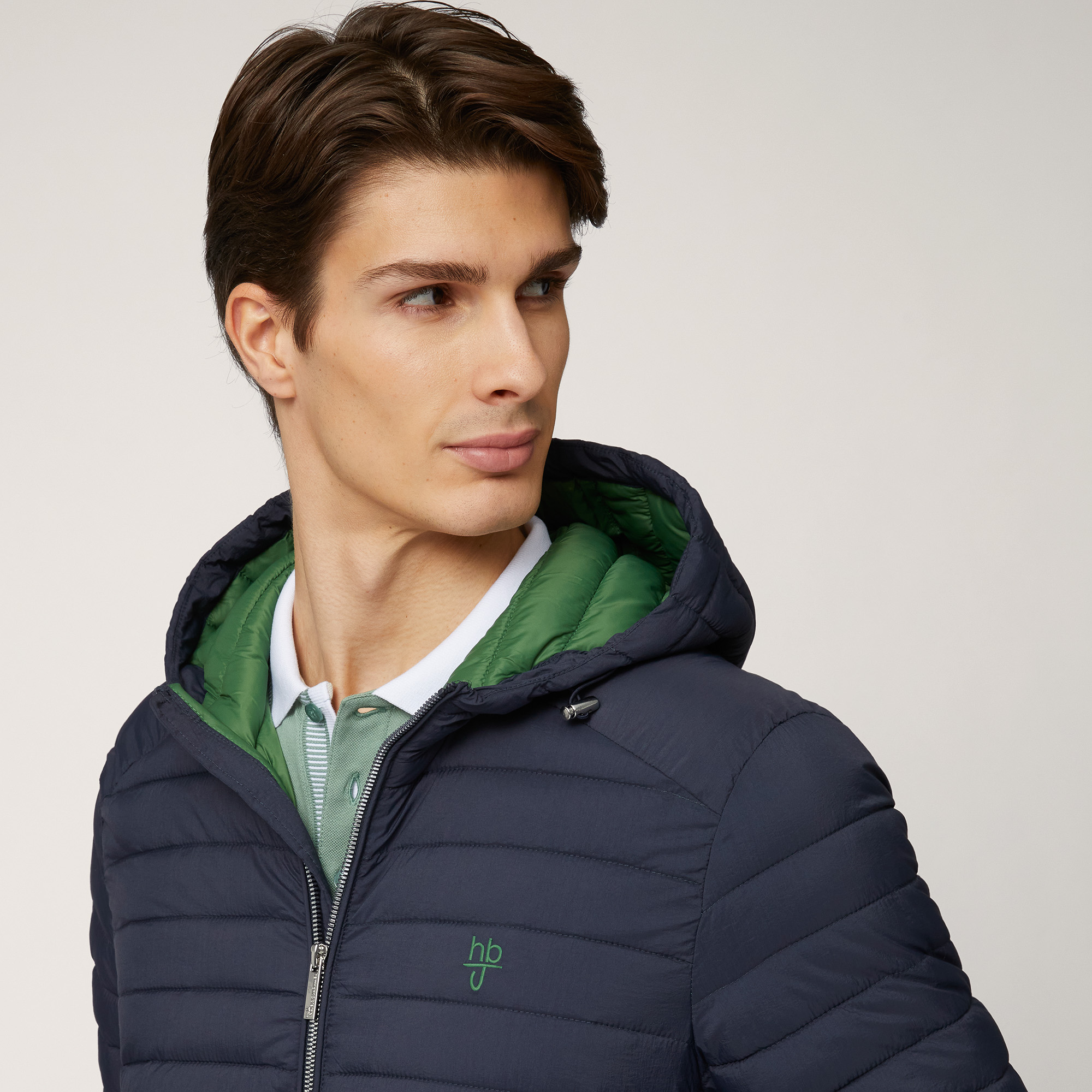 Quilted Nylon Down Jacket, Dark Blue, large image number 2