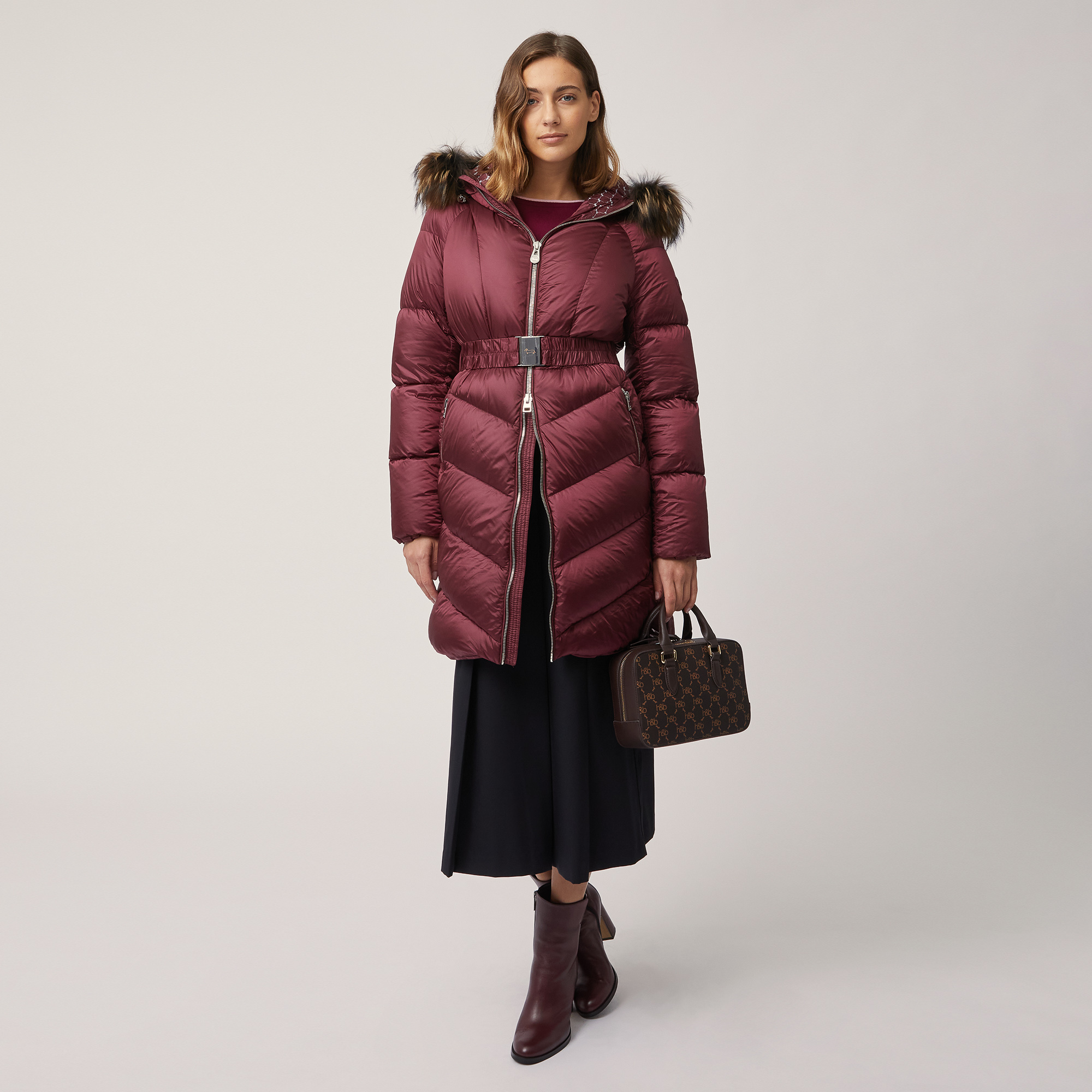 Long Jacket With Belt, Bordeaux, large image number 3