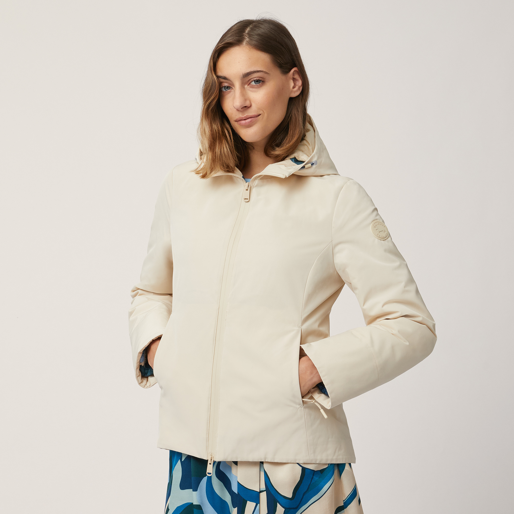 Jacket with Printed Interior, Beige, large image number 0