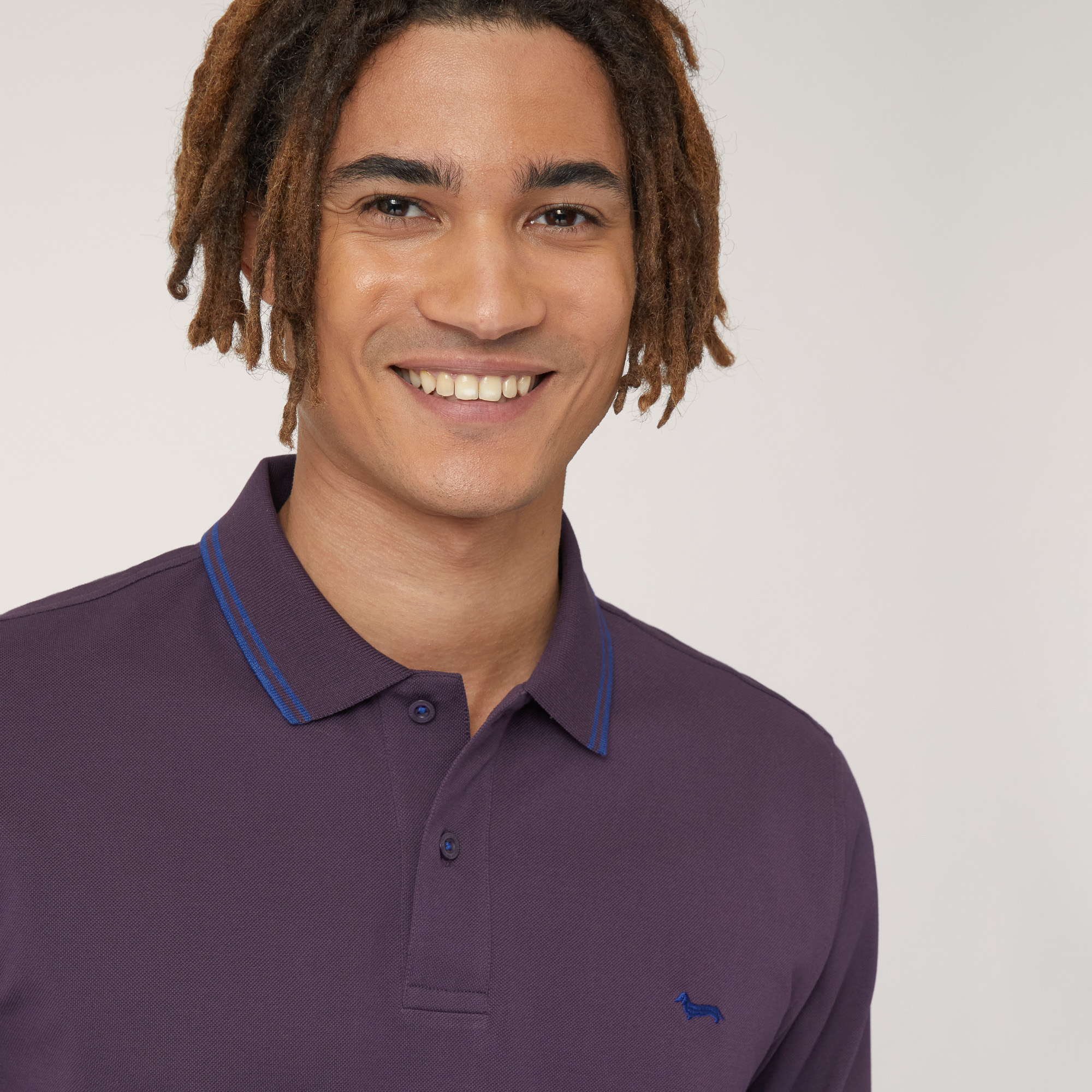 Polo with Striped Collar, Plum, large image number 2