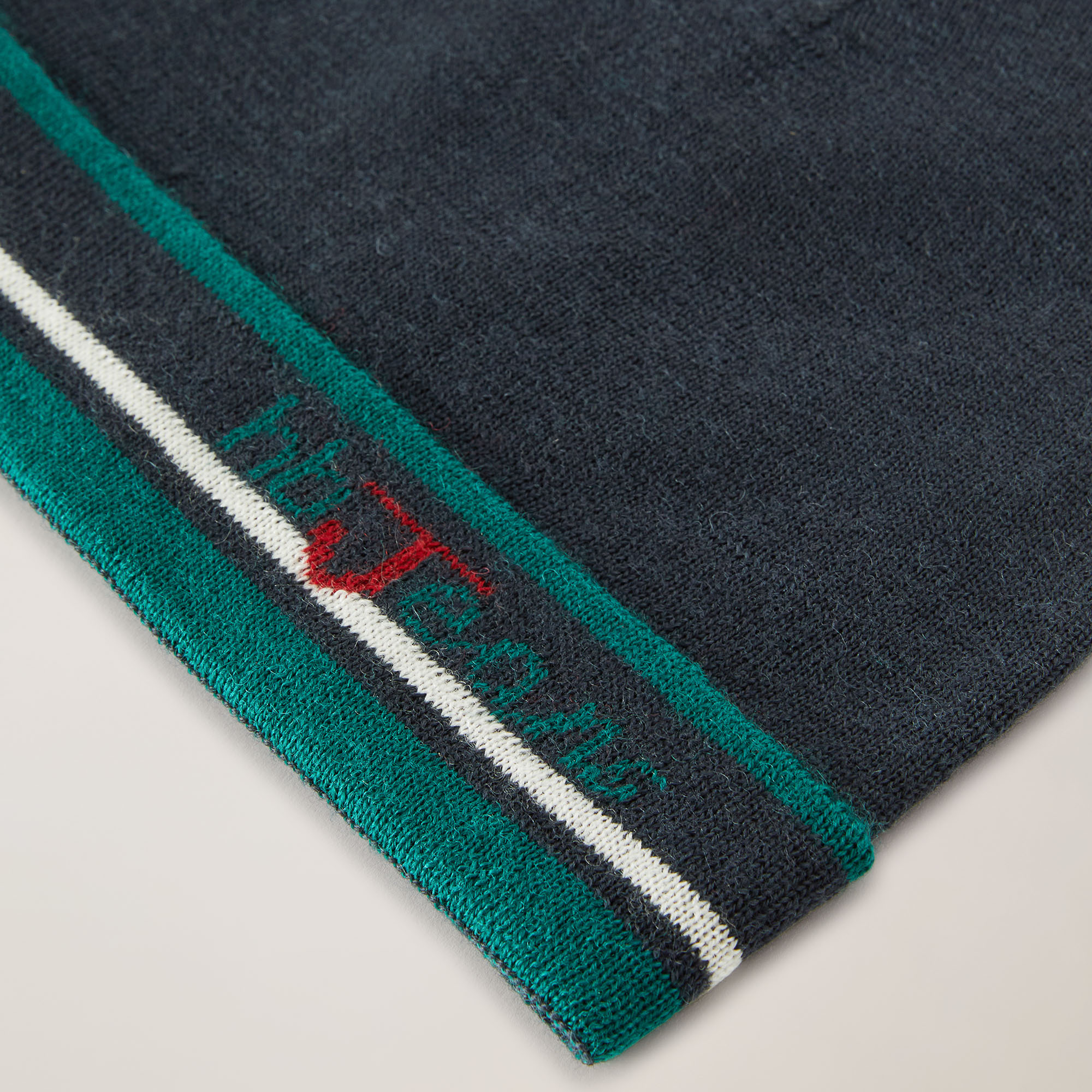 Beanie with Stripes and Lettering, Blue, large image number 1