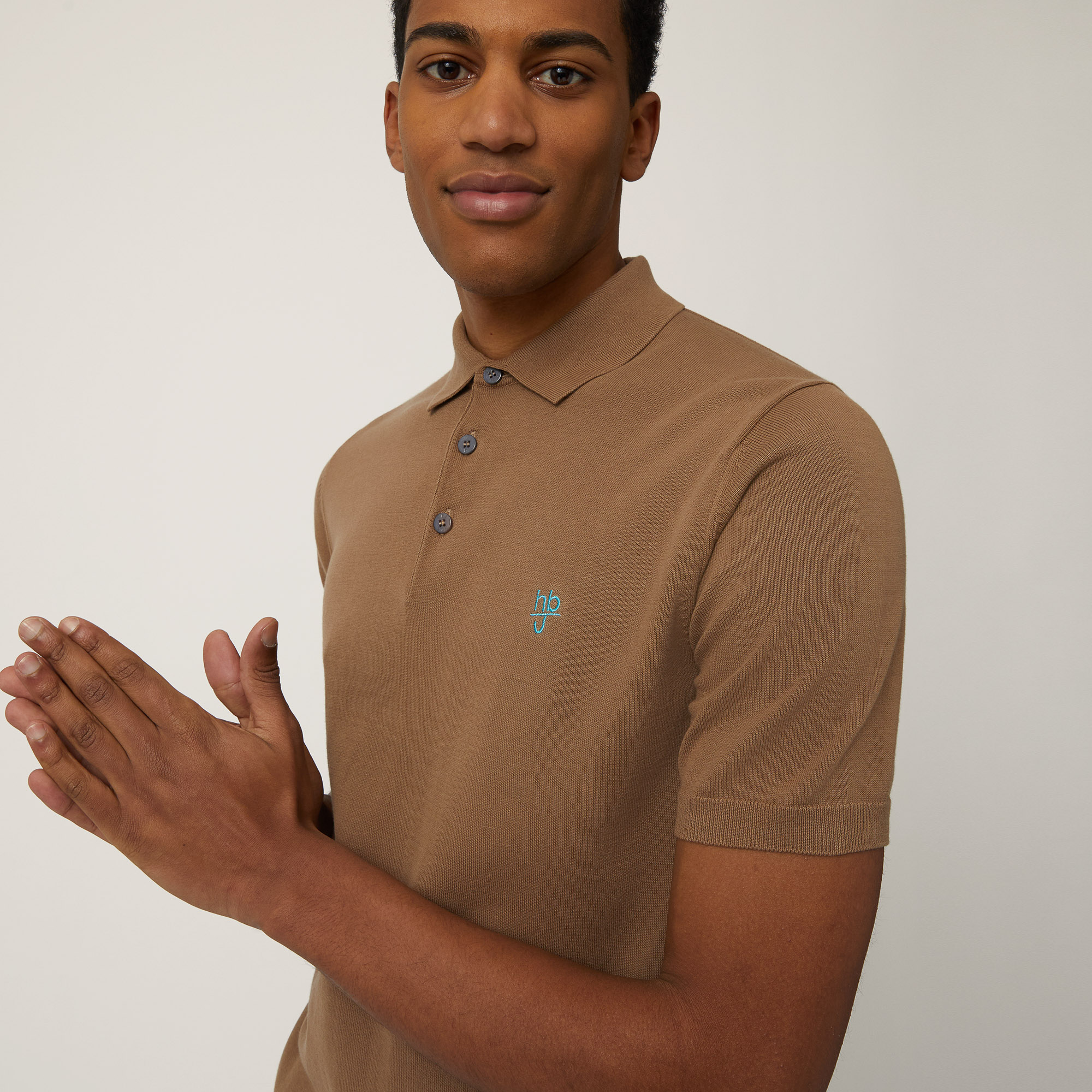 Knit Polo, Light Brown, large image number 2