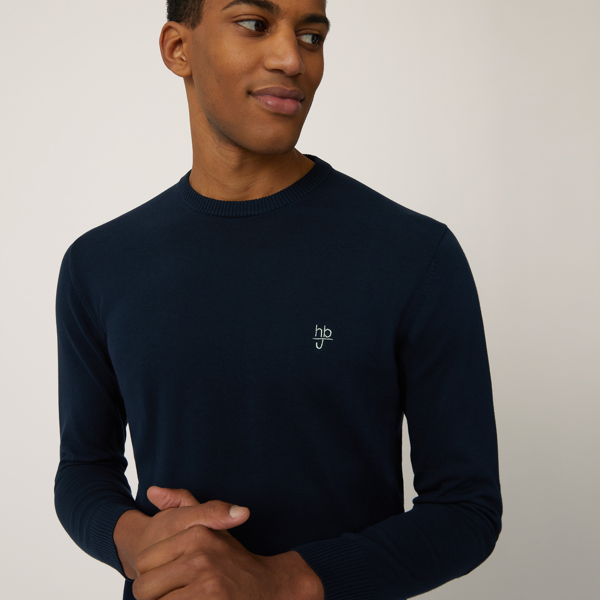 Cotton Crepe Pullover With Patches, Dark Blue, large image number 2