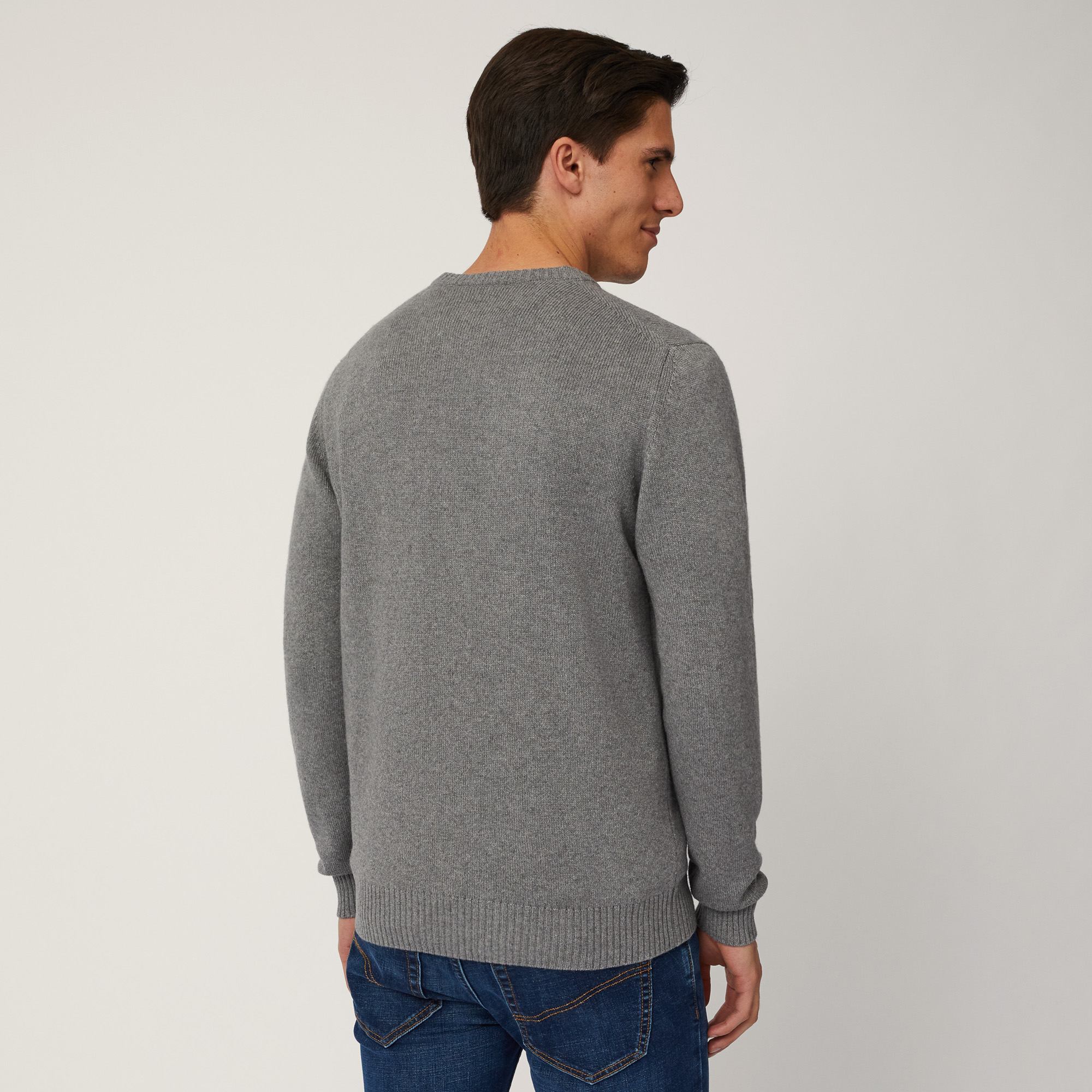 Pullover Girocollo Misto Lana, Grigio, large image number 1