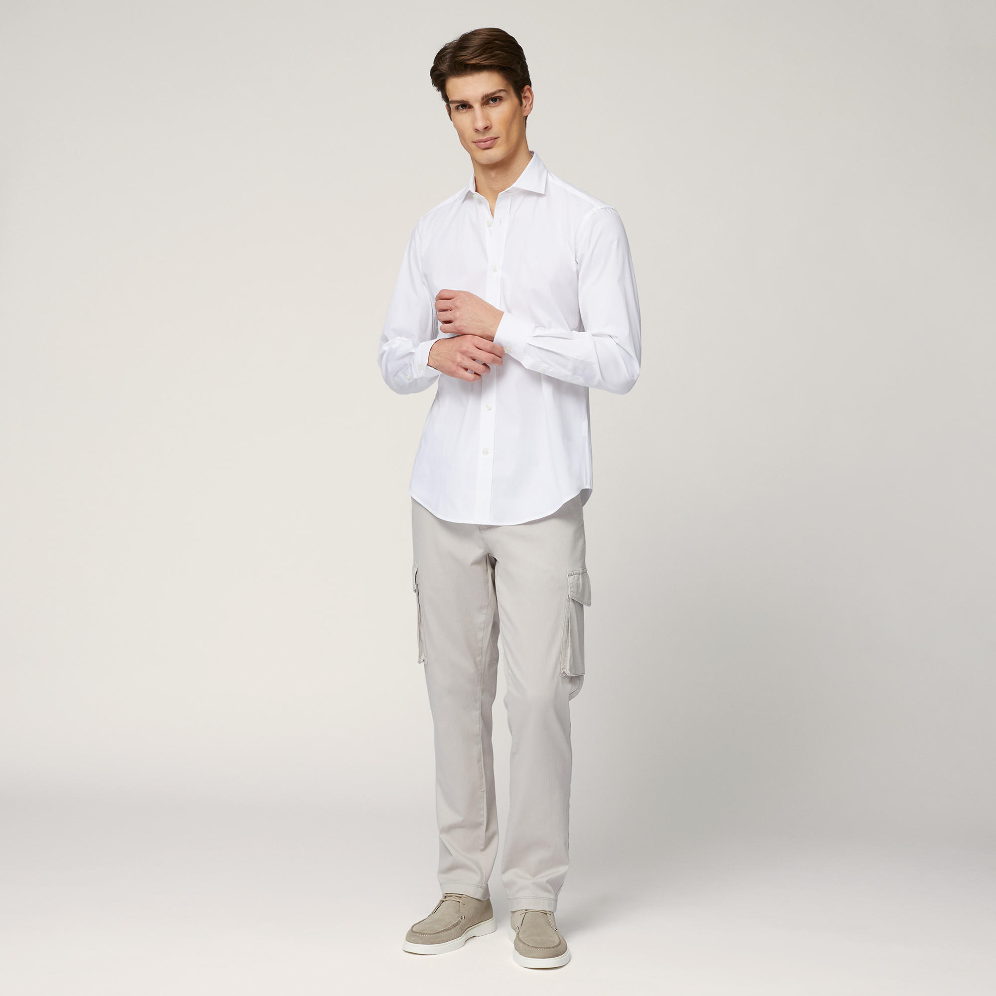 Shirt with Spread Collar, White, large image number 3