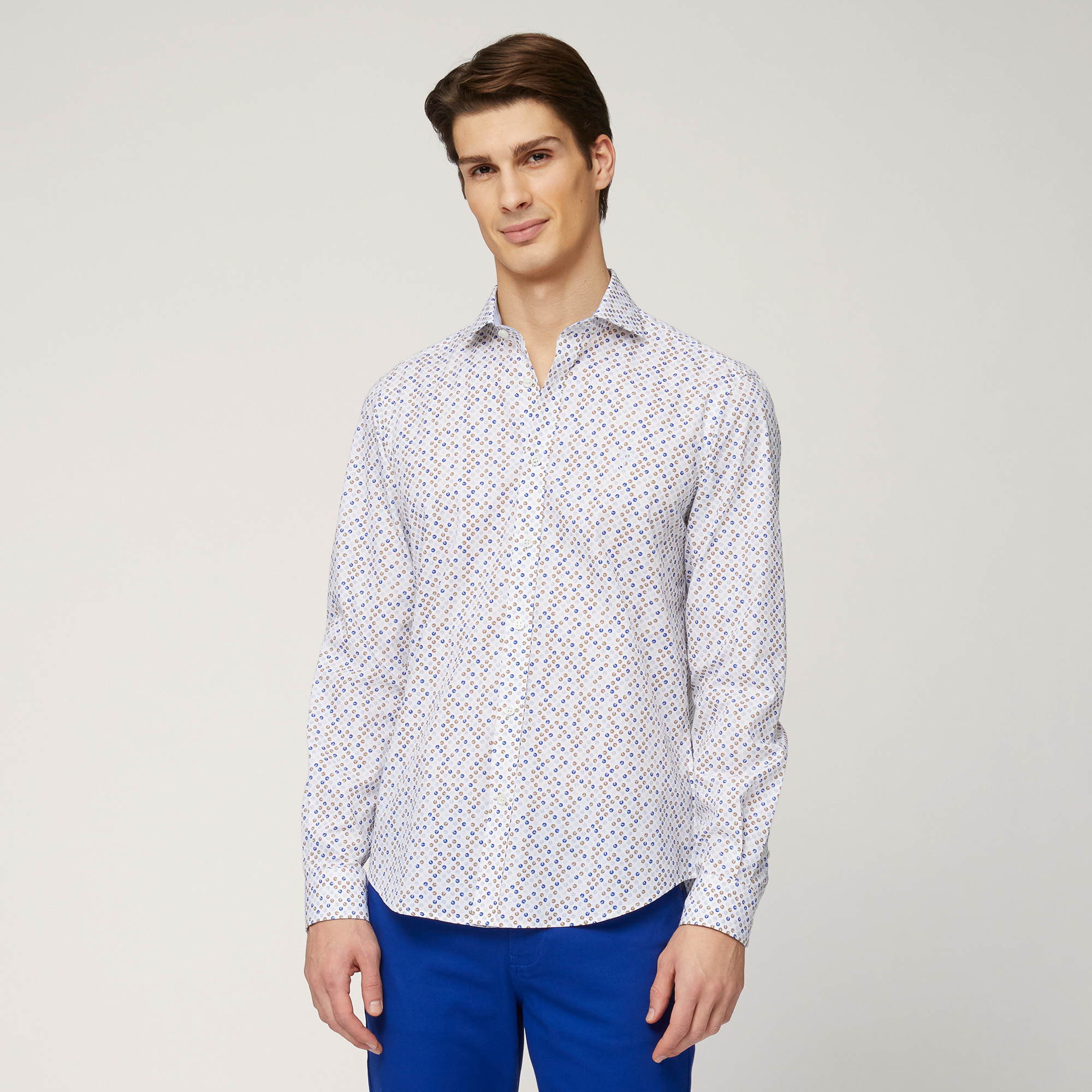 Micro-Patterned Narrow Shirt, White, large image number 0