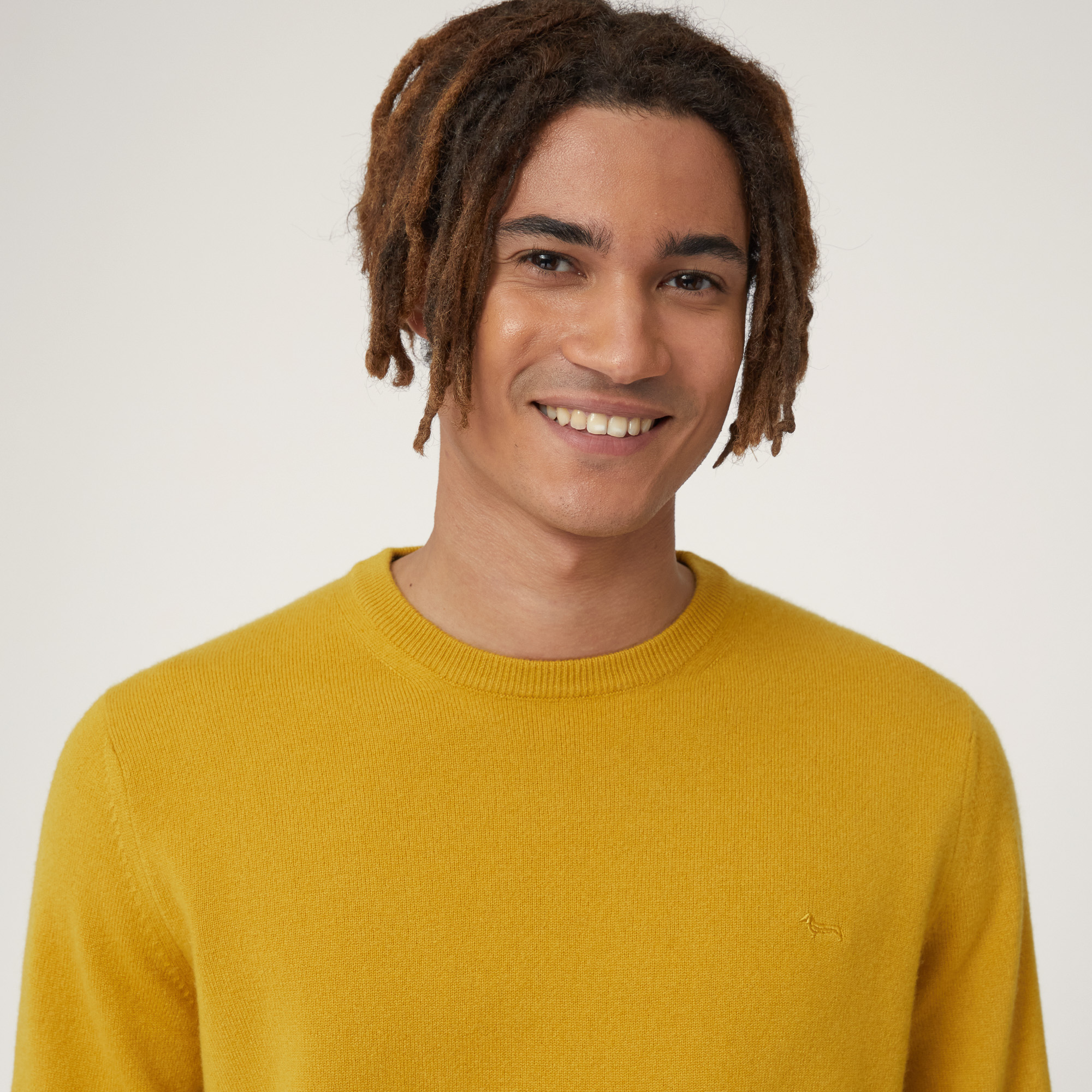 Cashmere Crew-Neck Pullover, Yellow, large image number 2