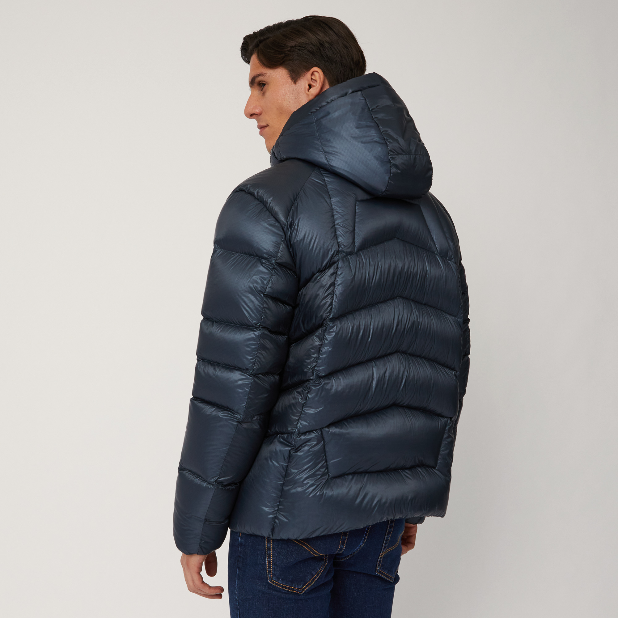 Quilted and Padded Bomber Jacket, Blue , large image number 1