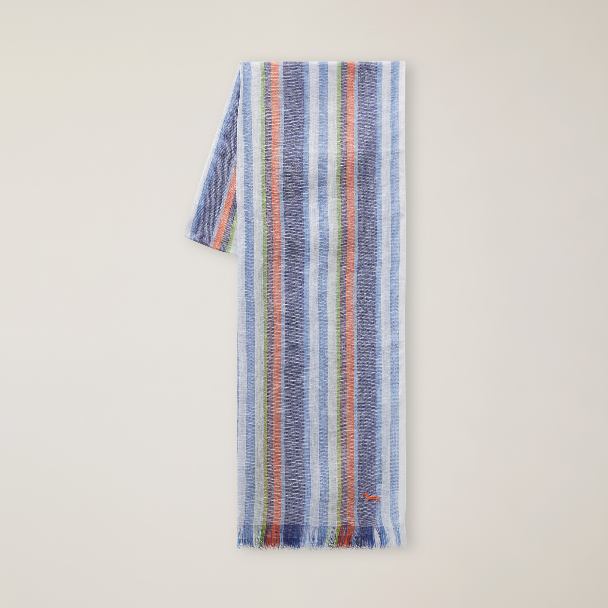 Linen Striped Scarf, Light Blue, large image number 0