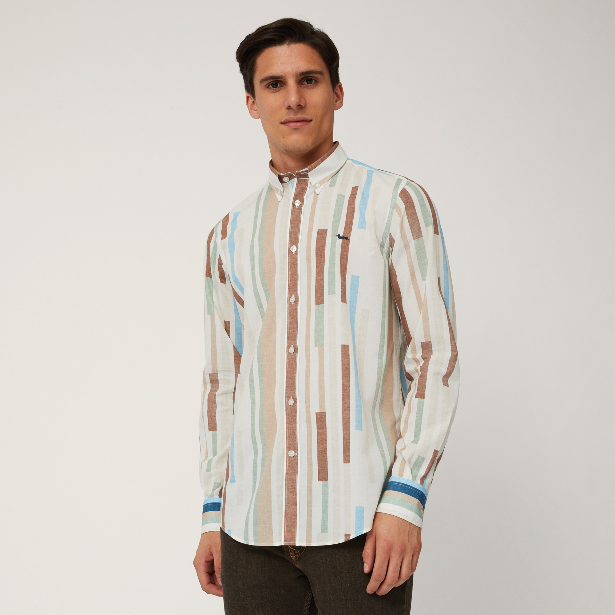 Camisa de rayas escalonadas, Beige, large image number 0