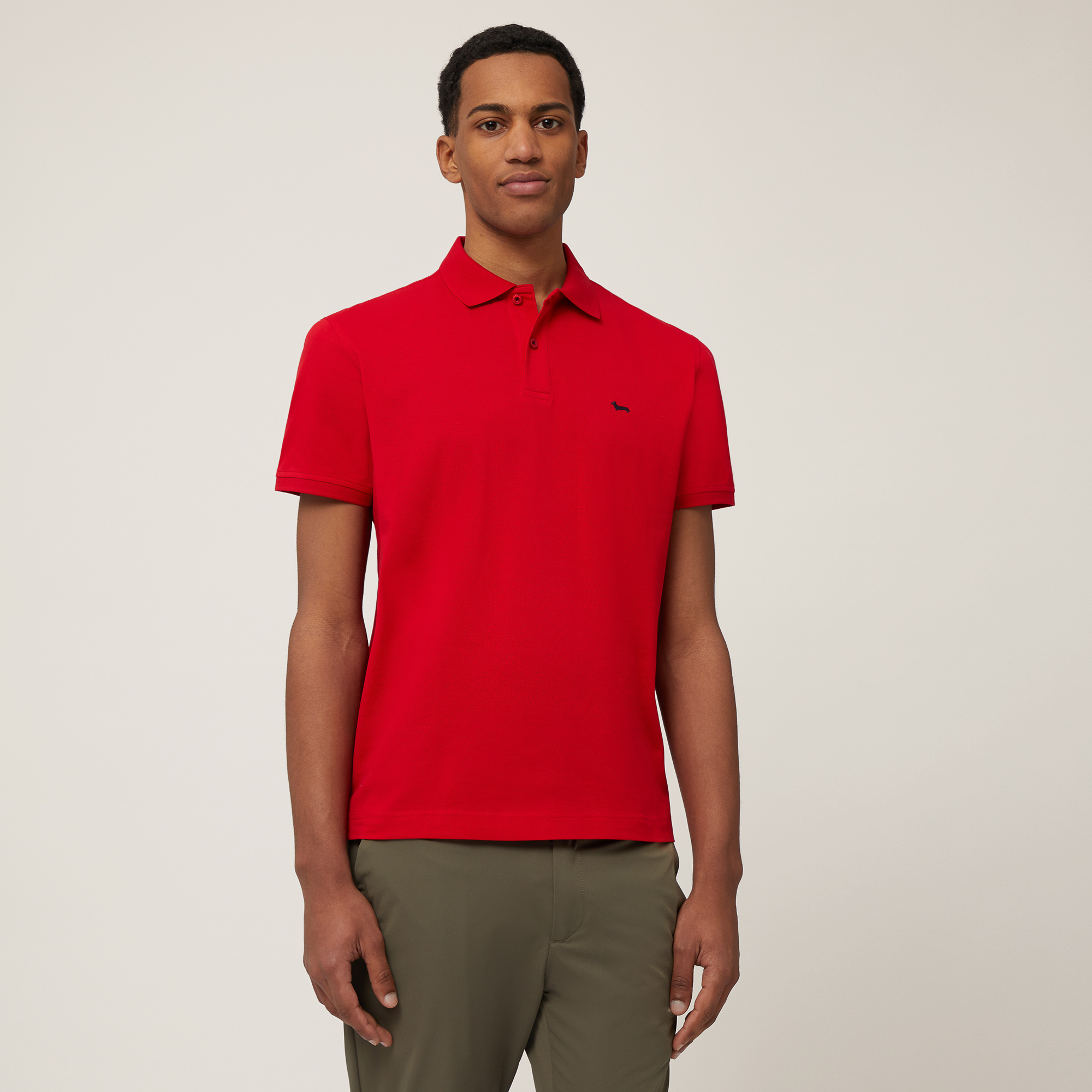 Cotton Polo with Dachshund, Deep Red, large