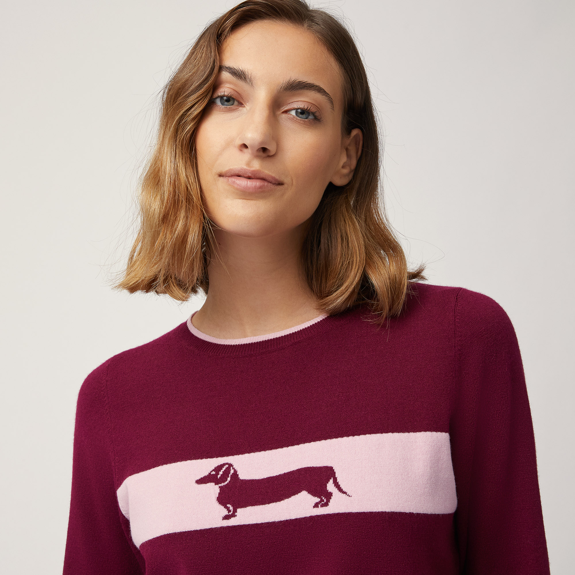 Sweater with Dachshund and Band, Red , large image number 2