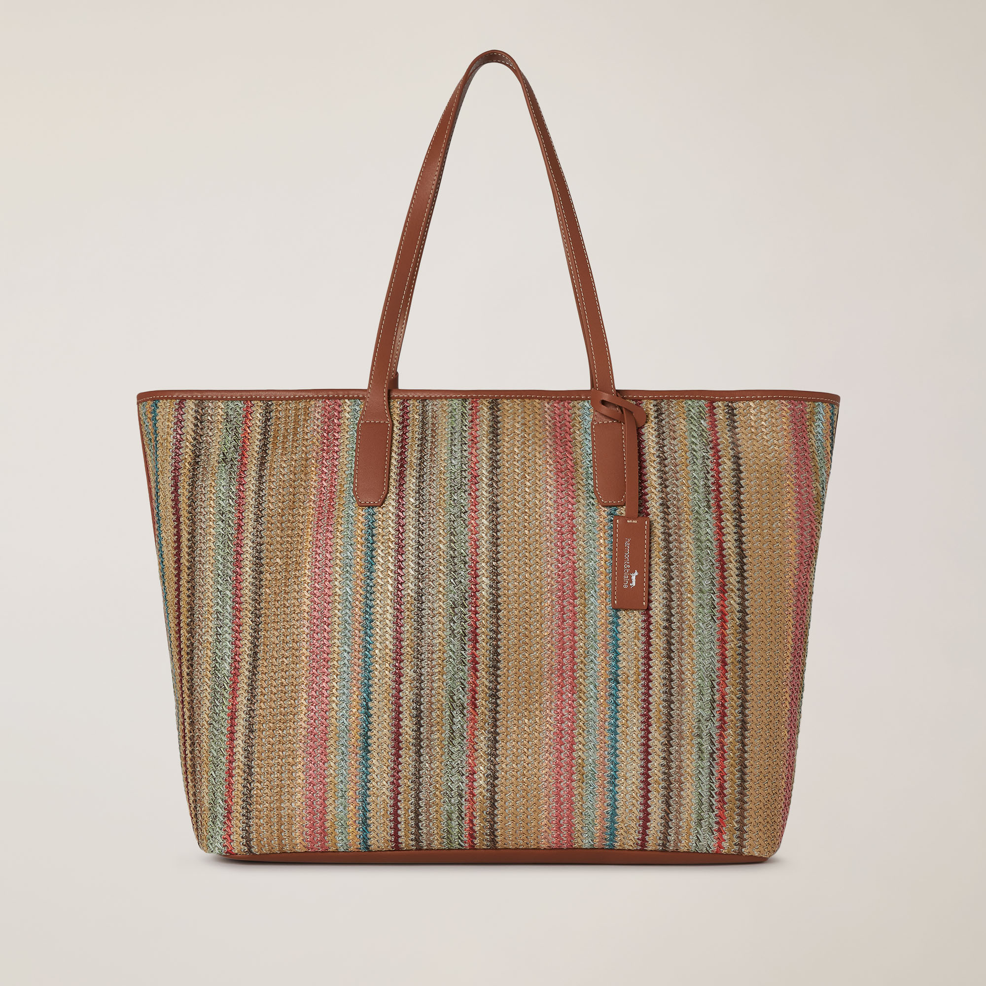 Borsa Shopper In Paglia, Beige, large image number 0