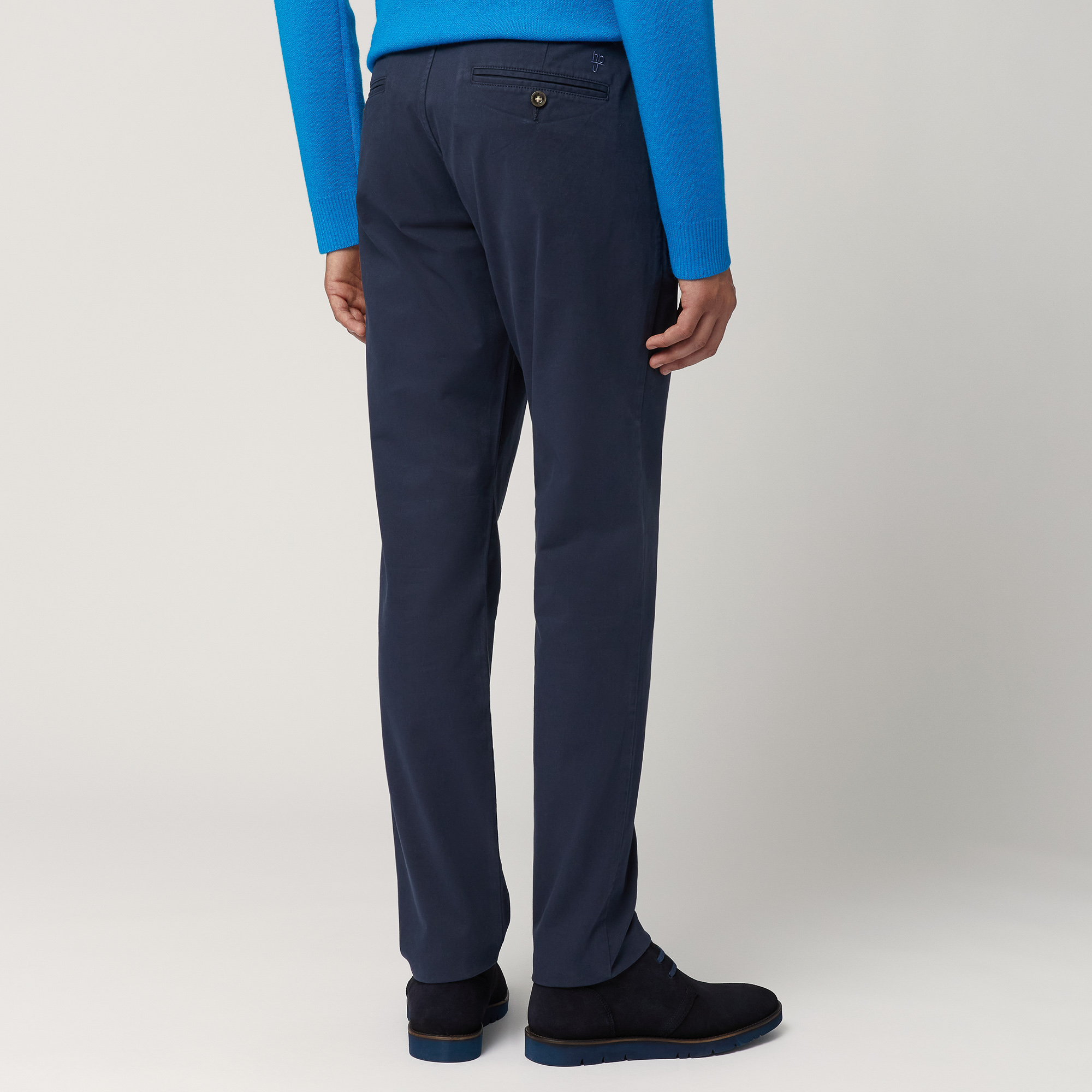 Pantaloni Narrow In Cotone, Blu, large image number 1