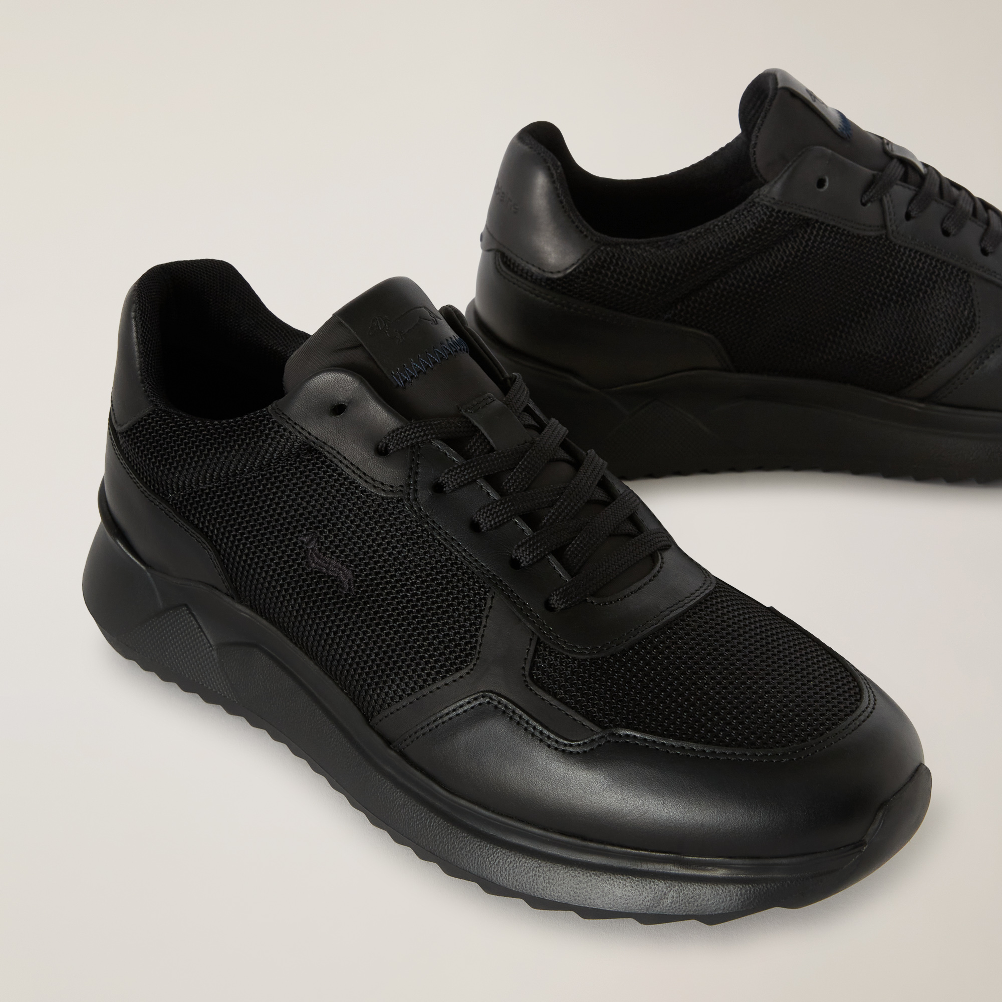 Mixed-Material Sneaker, Black/Black, large image number 3