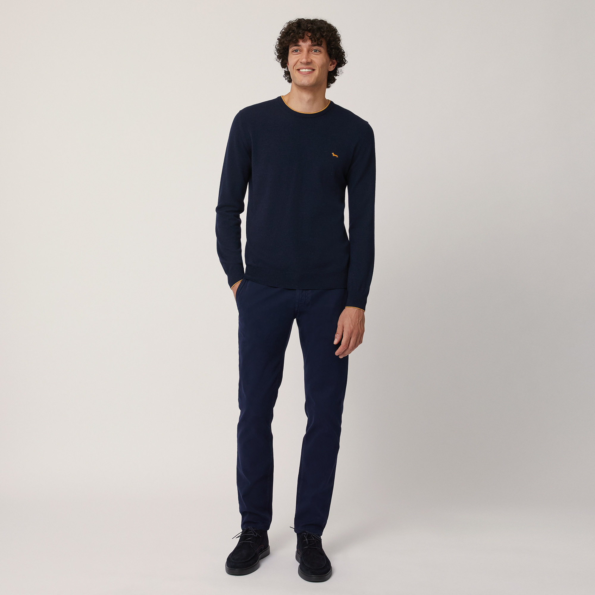 Pullover with Striped Details, Blu, large image number 3