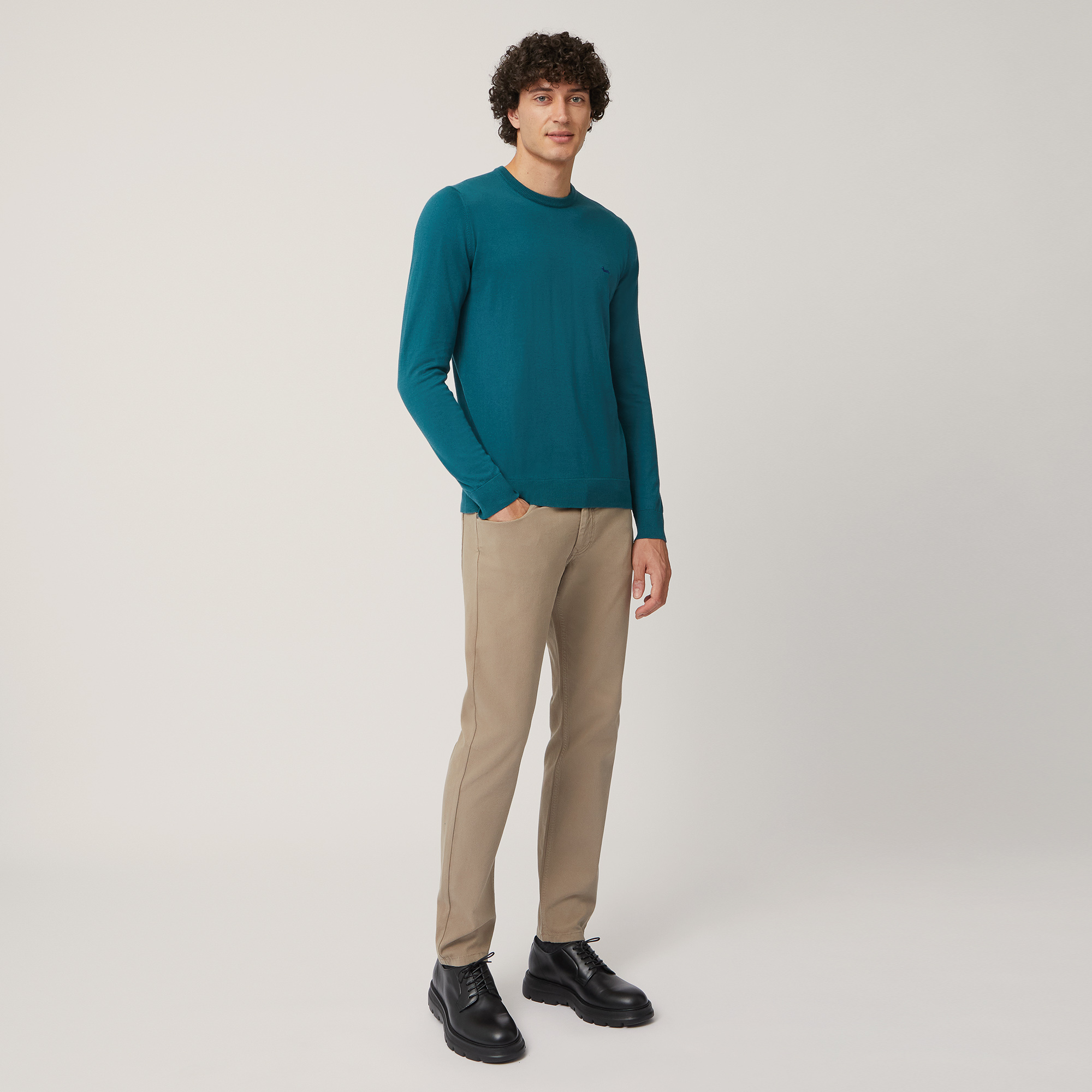 Cotton And Cashmere Pullover, Blu, large image number 3