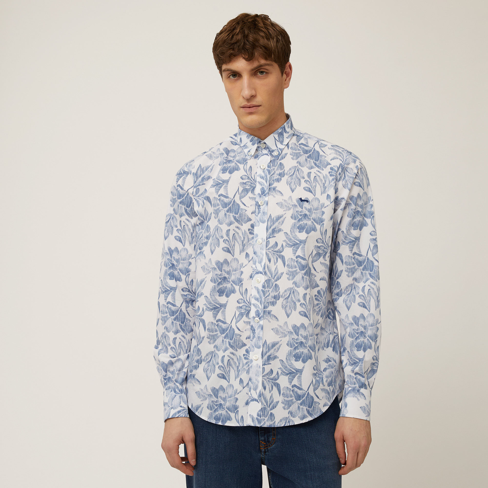 Floral Print Shirt, White, large image number 0