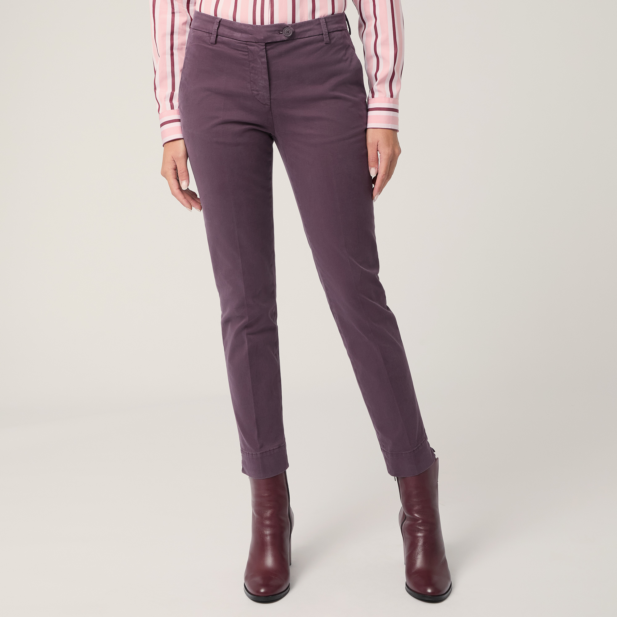 Chino Pants with Logo, Plum, large image number 0