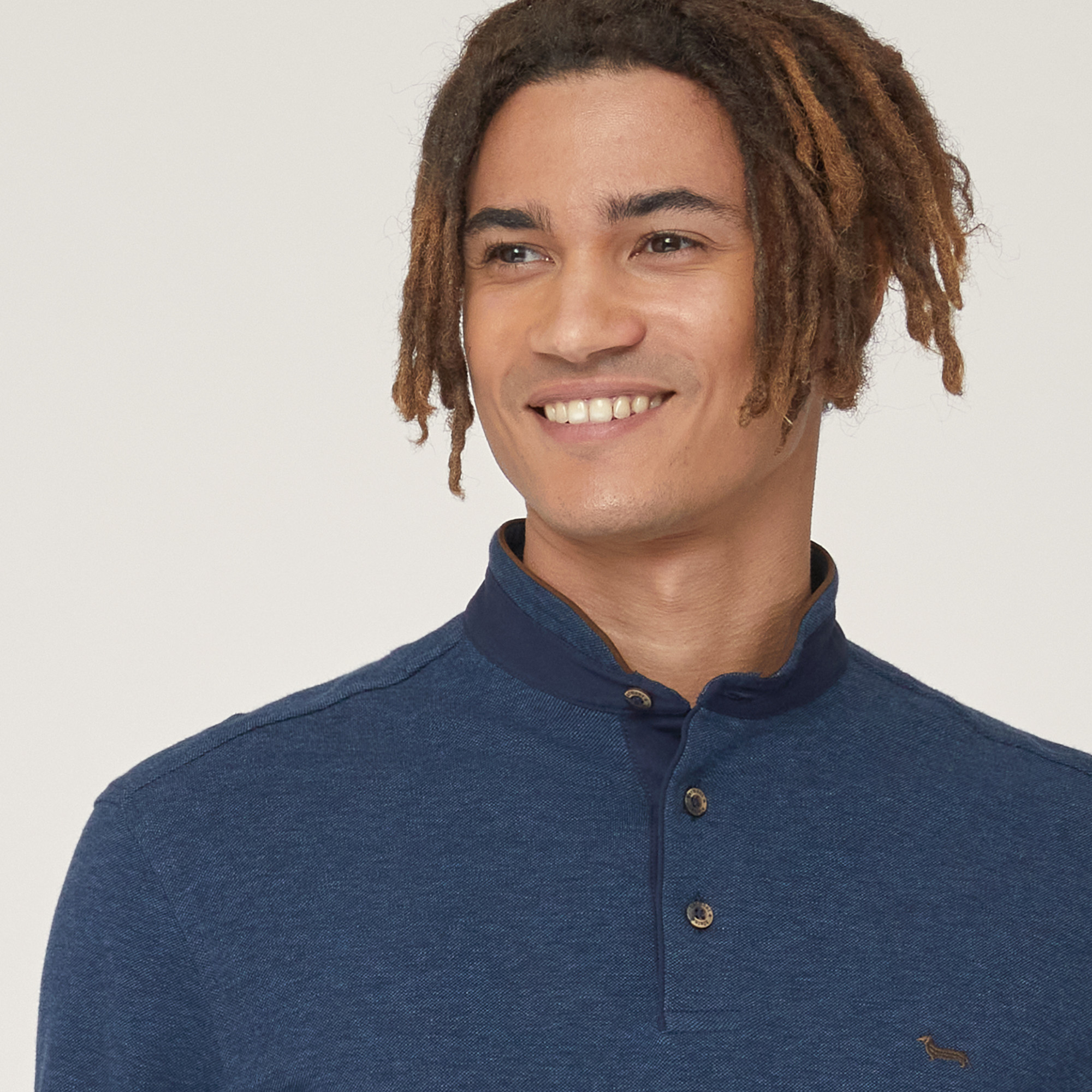 Polo with Mandarin Collar, Blue , large image number 2