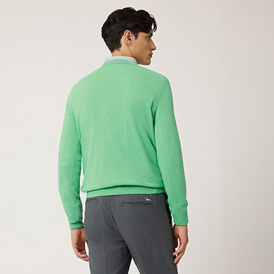 Wool Crew-Neck Viscose Pullover And