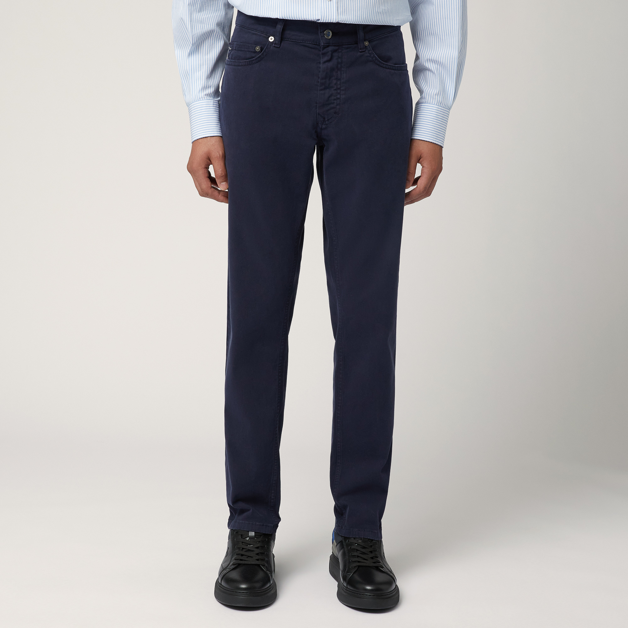 Narrow Five-Pocket Pants, Blu, large image number 0